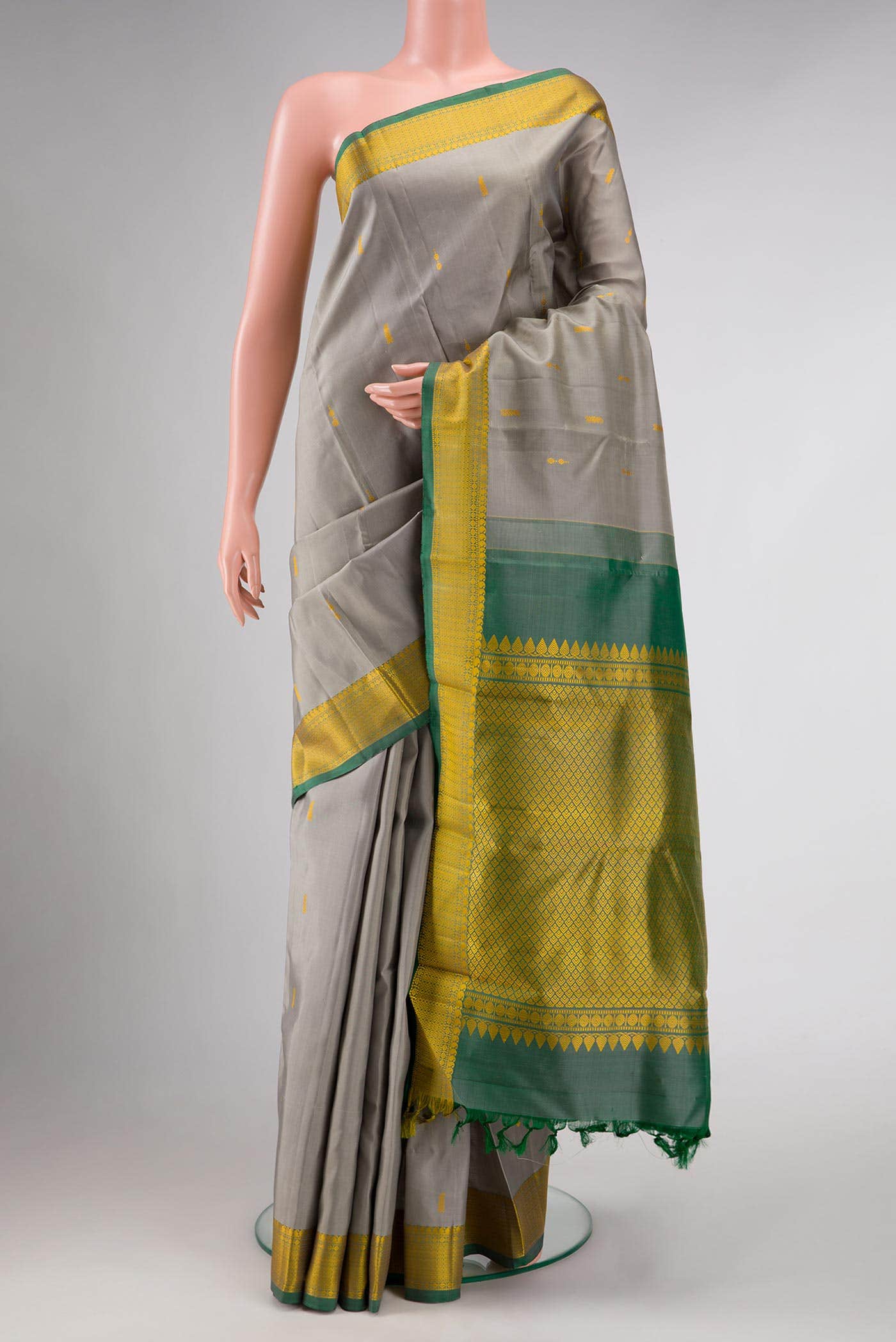 Grey Kanchipuram Silk Saree
