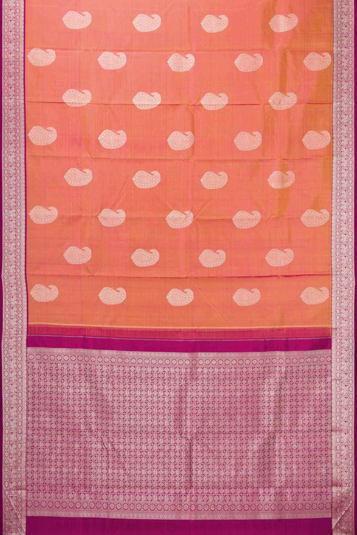 Coral Dual Tone Kanjivaram Silk Saree