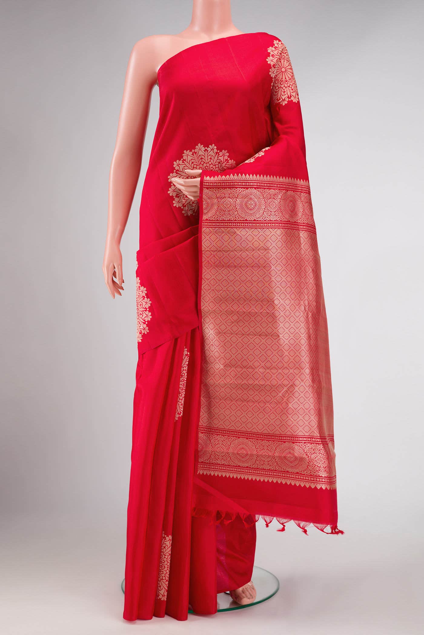 Red Dual Tone Kanchipuram Silk Saree