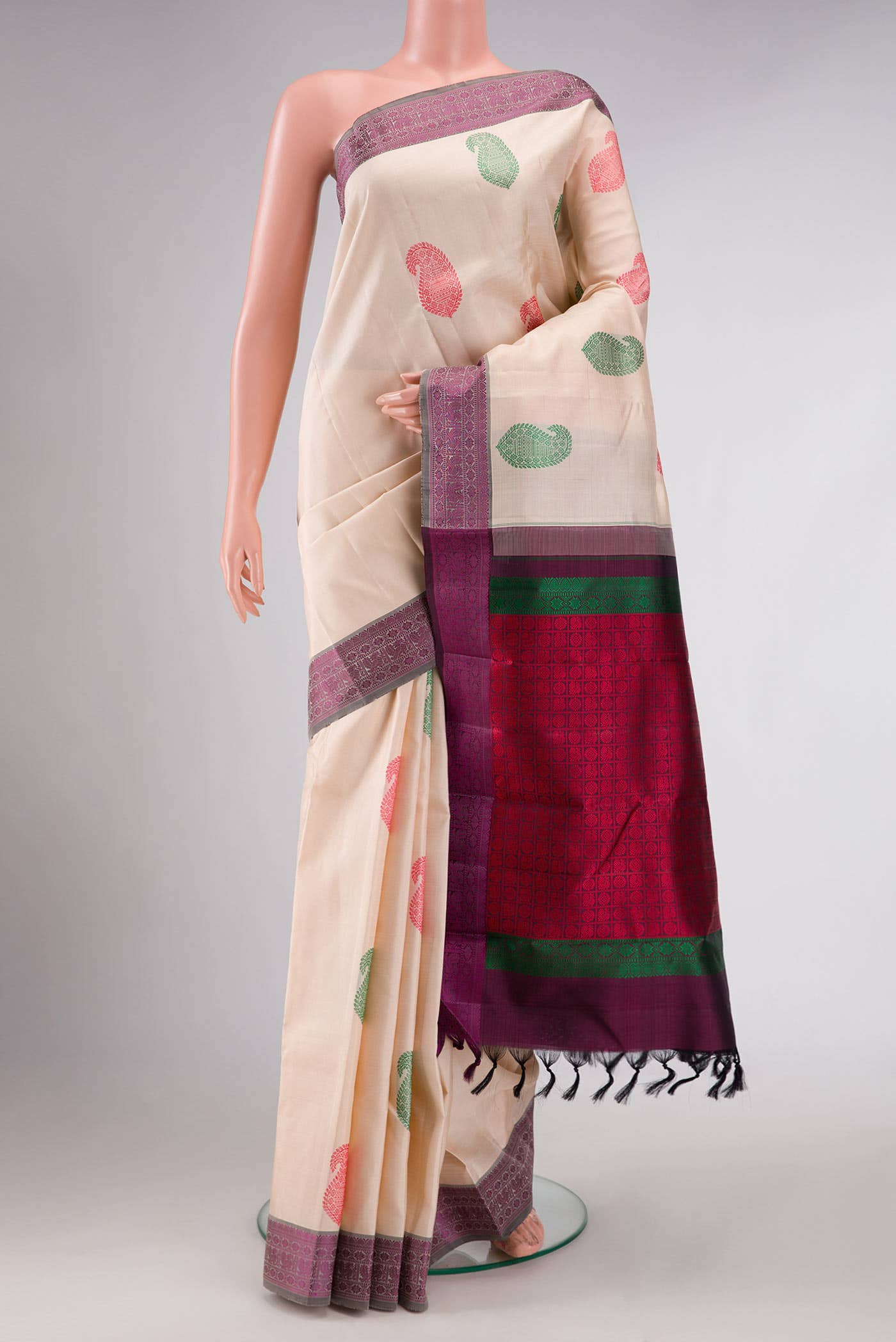 Rose Gold Kanchipuram Silk Saree