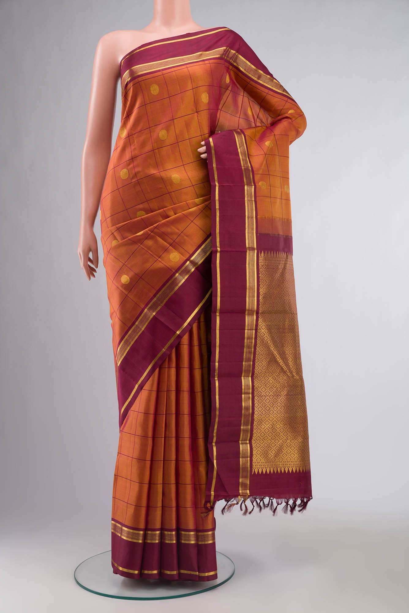 Mustard Kanchipuram Silk Saree