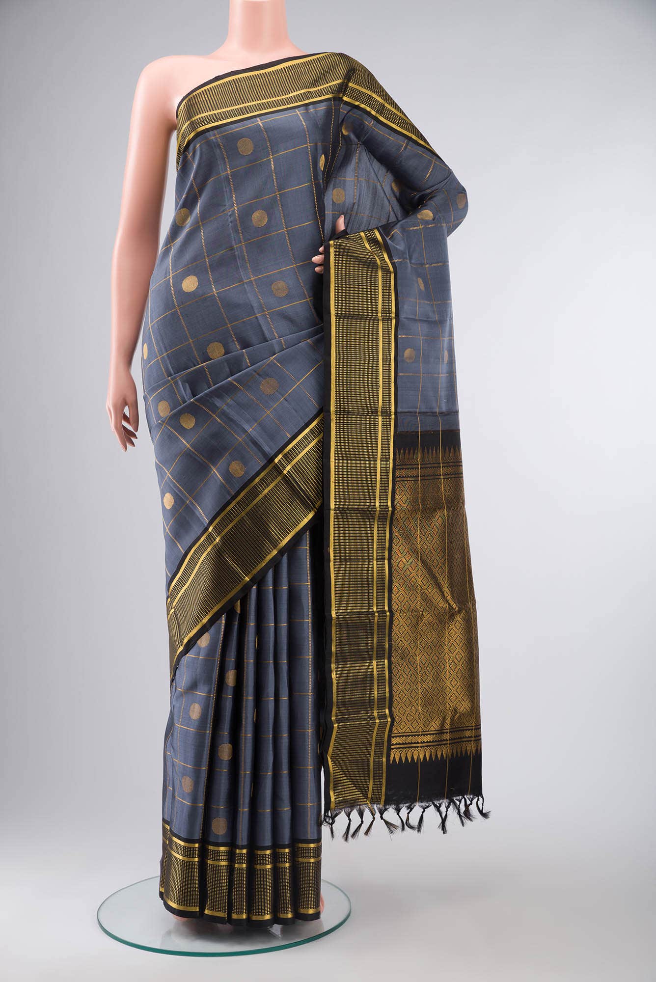Grey Kanchipuram Silk Saree