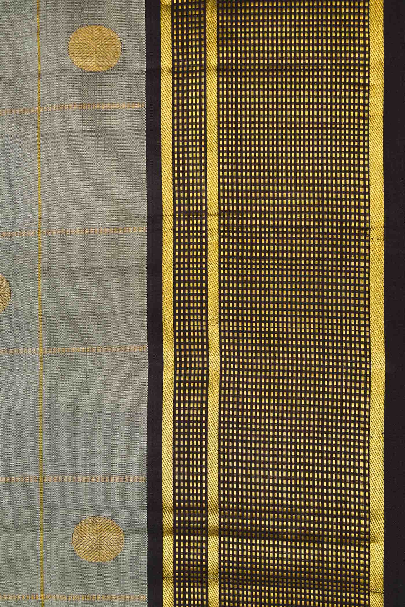 Pure Silk Pure Zari Grey Dual Tone Kanchipuram Saree