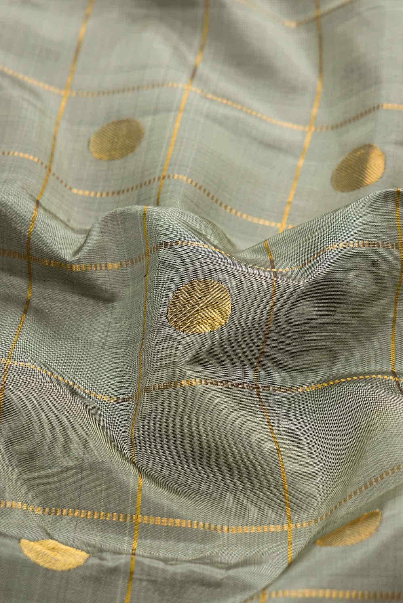 Pure Silk Pure Zari Grey Dual Tone Kanchipuram Saree