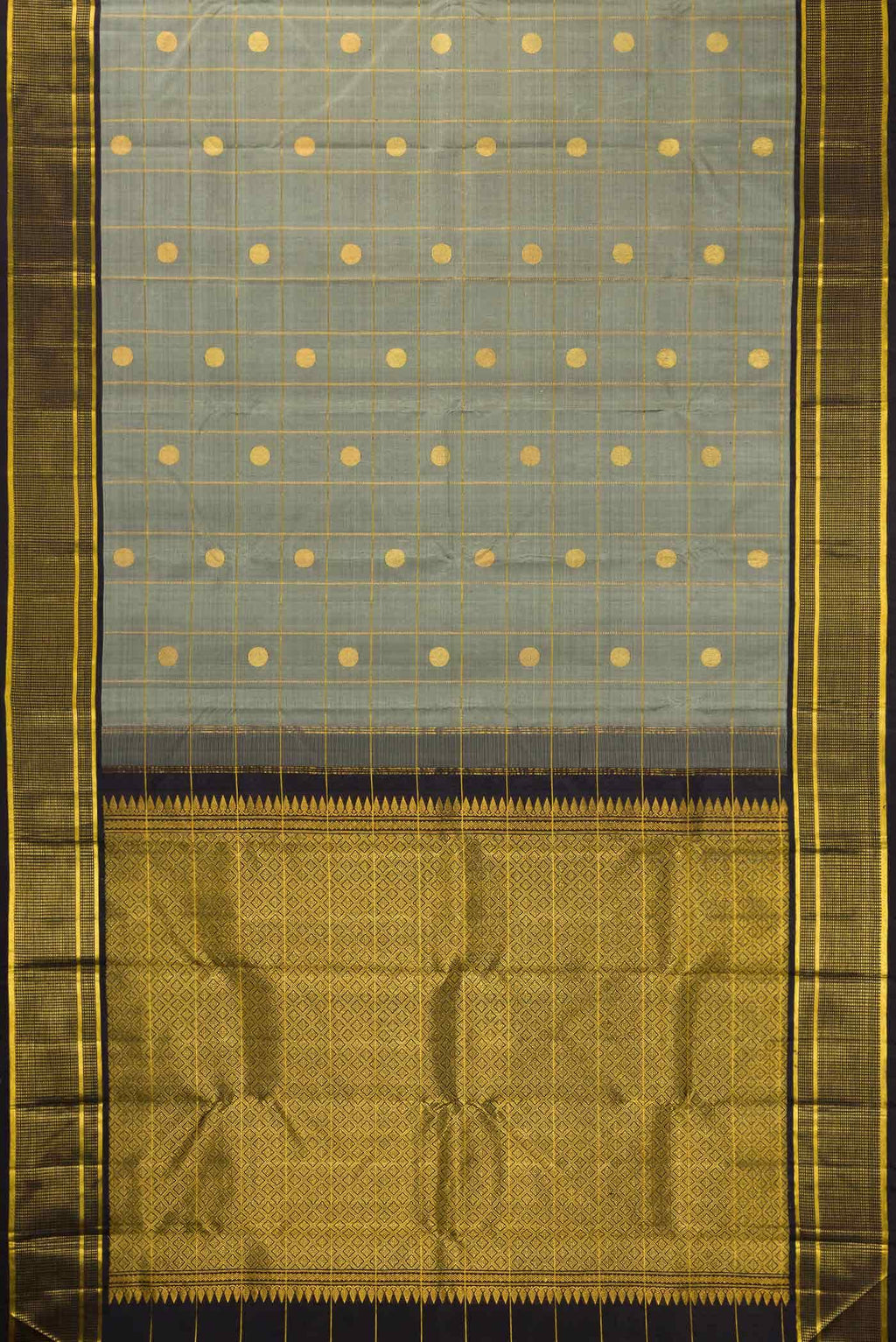 Pure Silk Pure Zari Grey Dual Tone Kanchipuram Saree