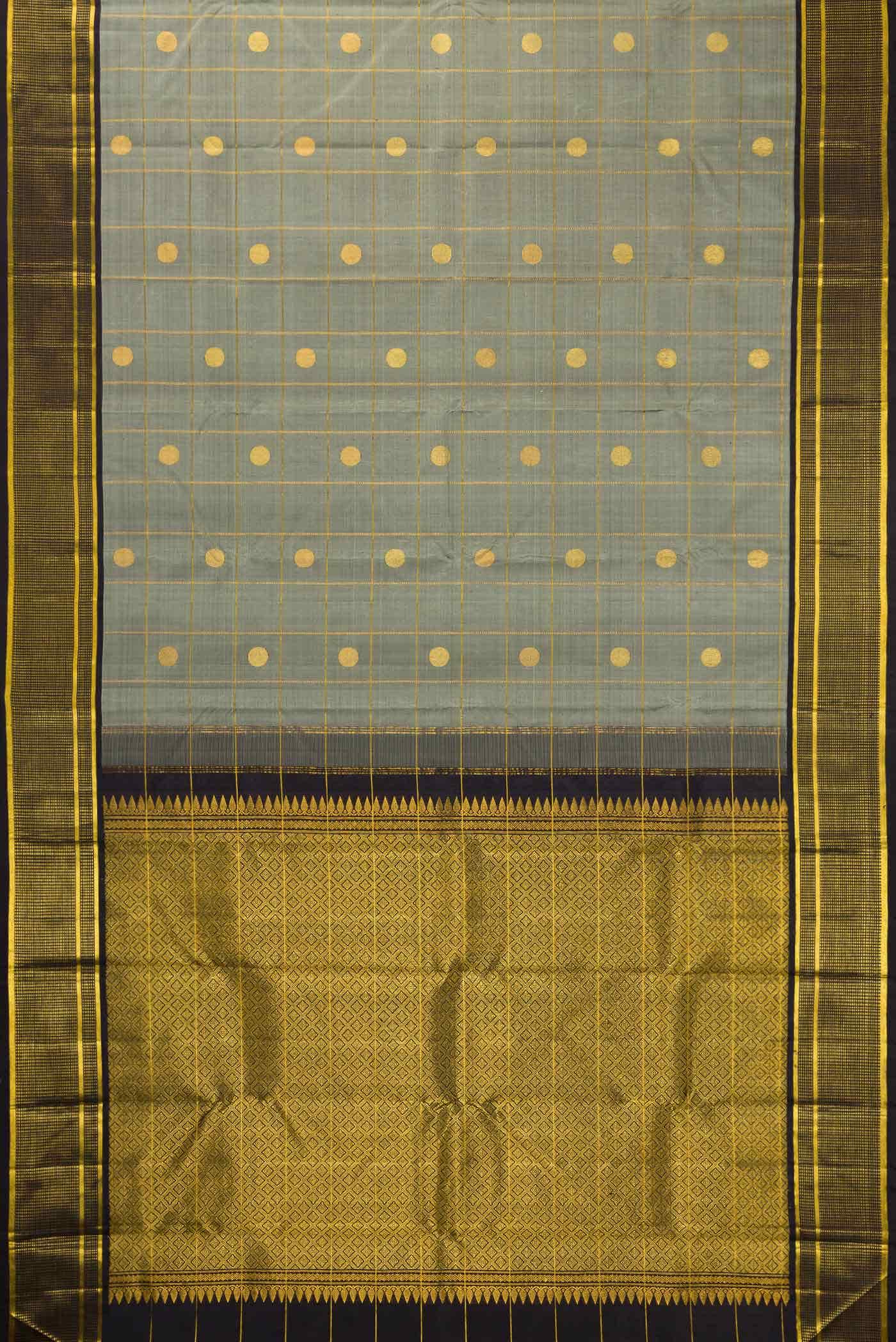 Pure Silk Pure Zari Grey Dual Tone Kanchipuram Saree
