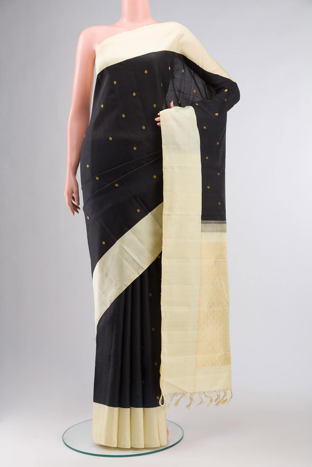 Pure Silk Pure Zari Black Kanchipuram Saree