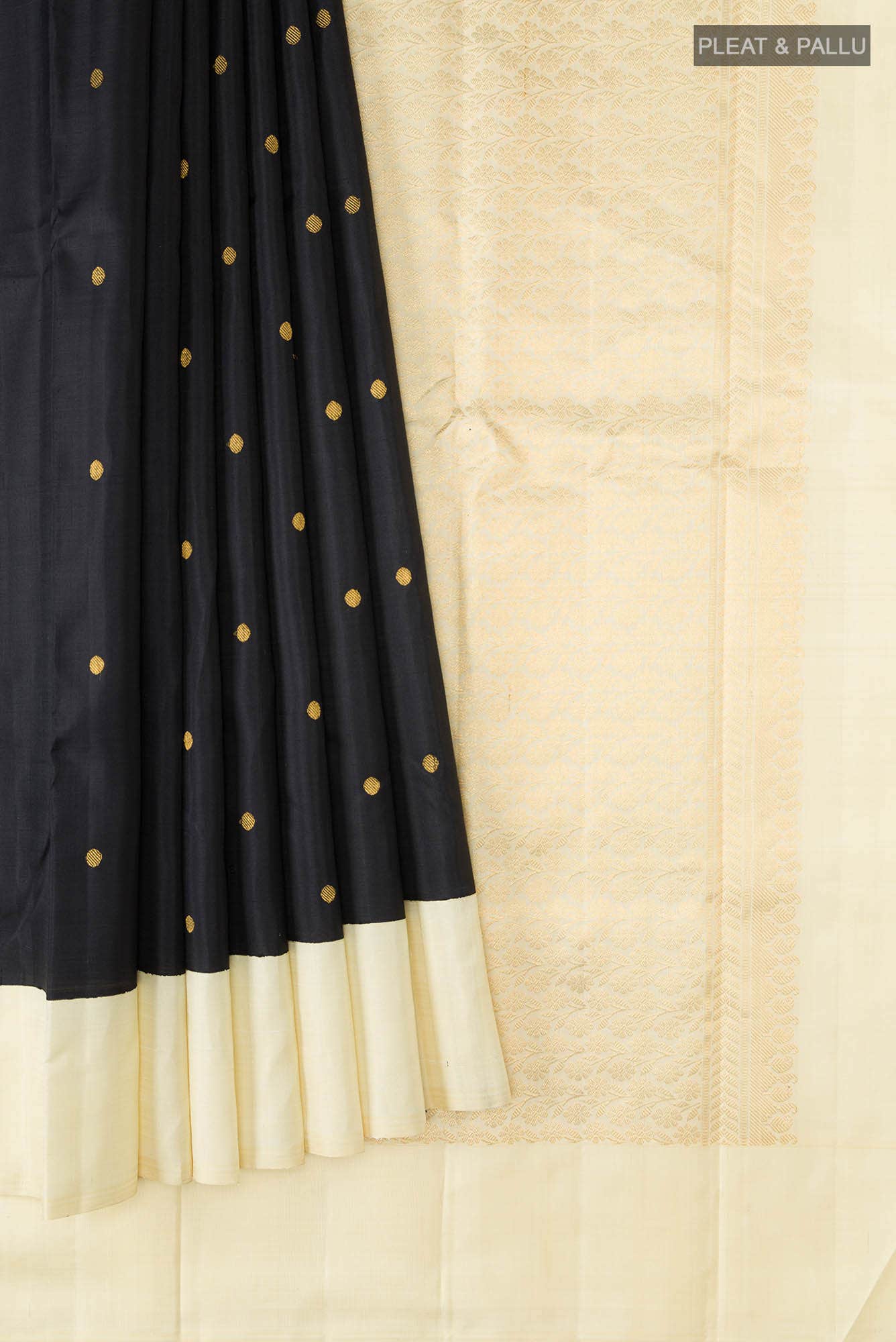 Pure Silk Pure Zari Black Kanchipuram Saree
