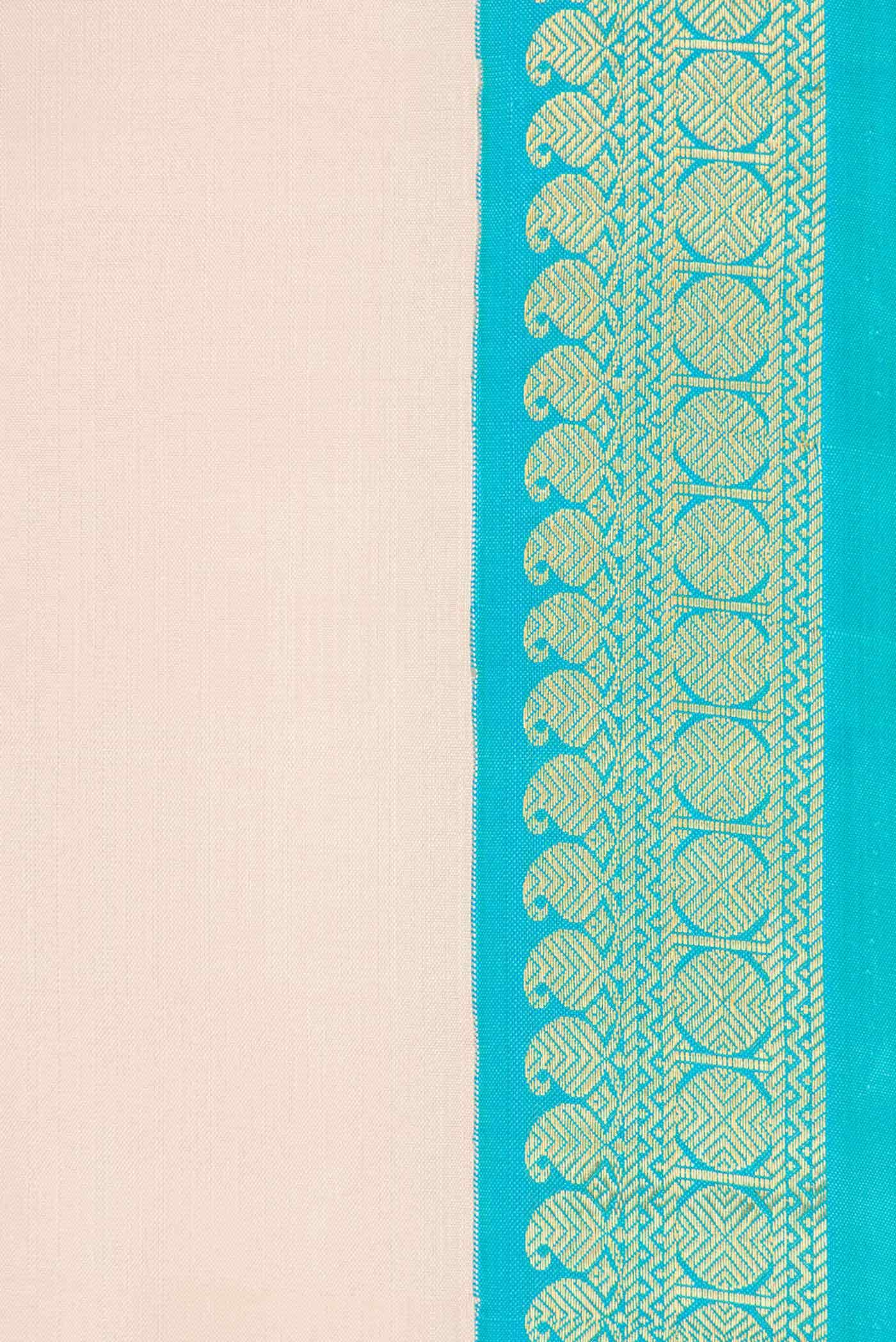 Pure Silk Pure Zari Cream Dual Tone Kanchipuram Saree