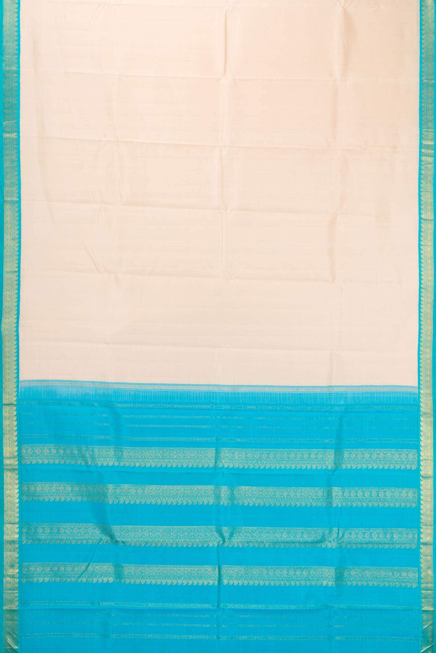 Pure Silk Pure Zari Cream Dual Tone Kanchipuram Saree
