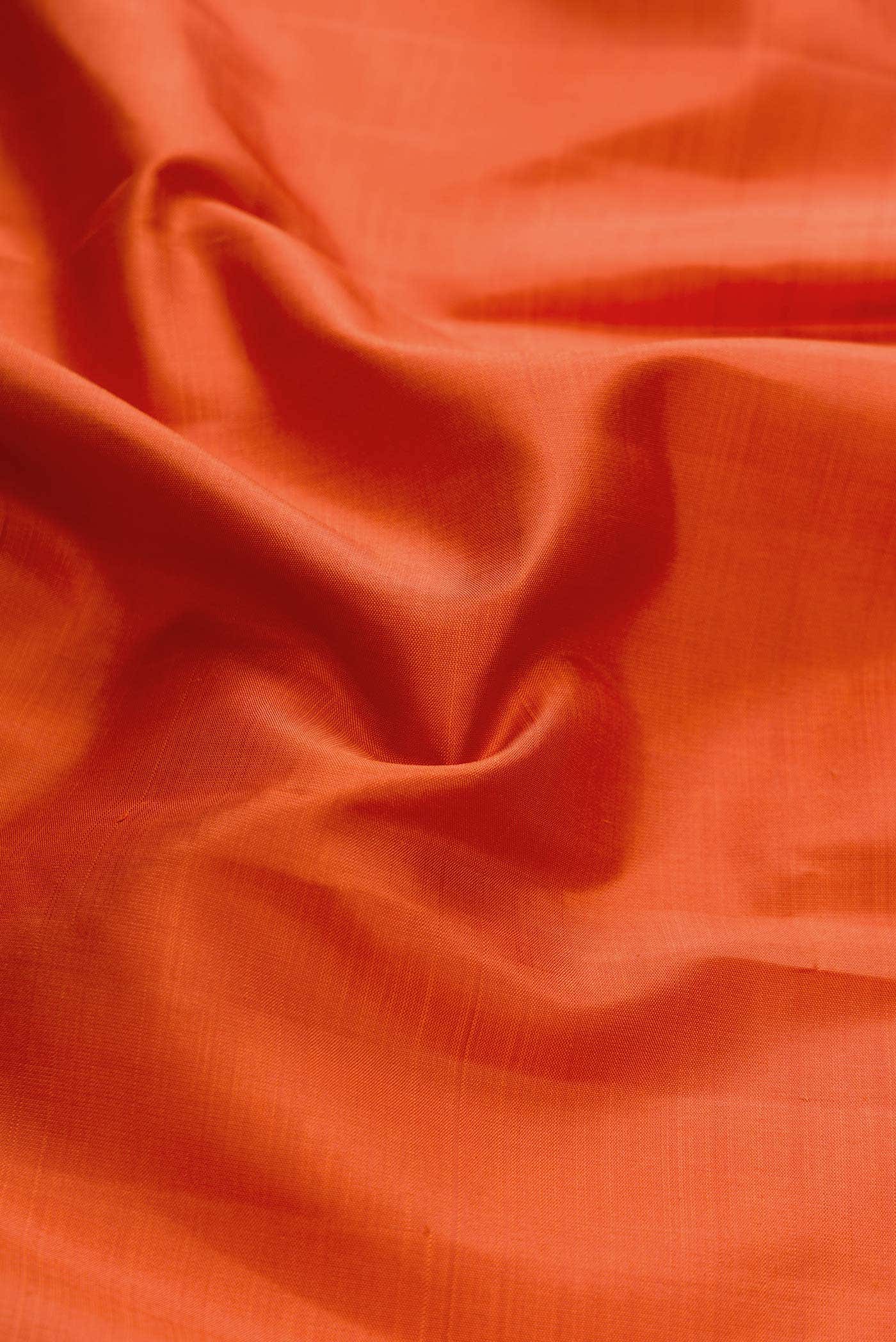 Pure Silk Pure Zari Brick Orange Dual Tone Kanchipuram Saree