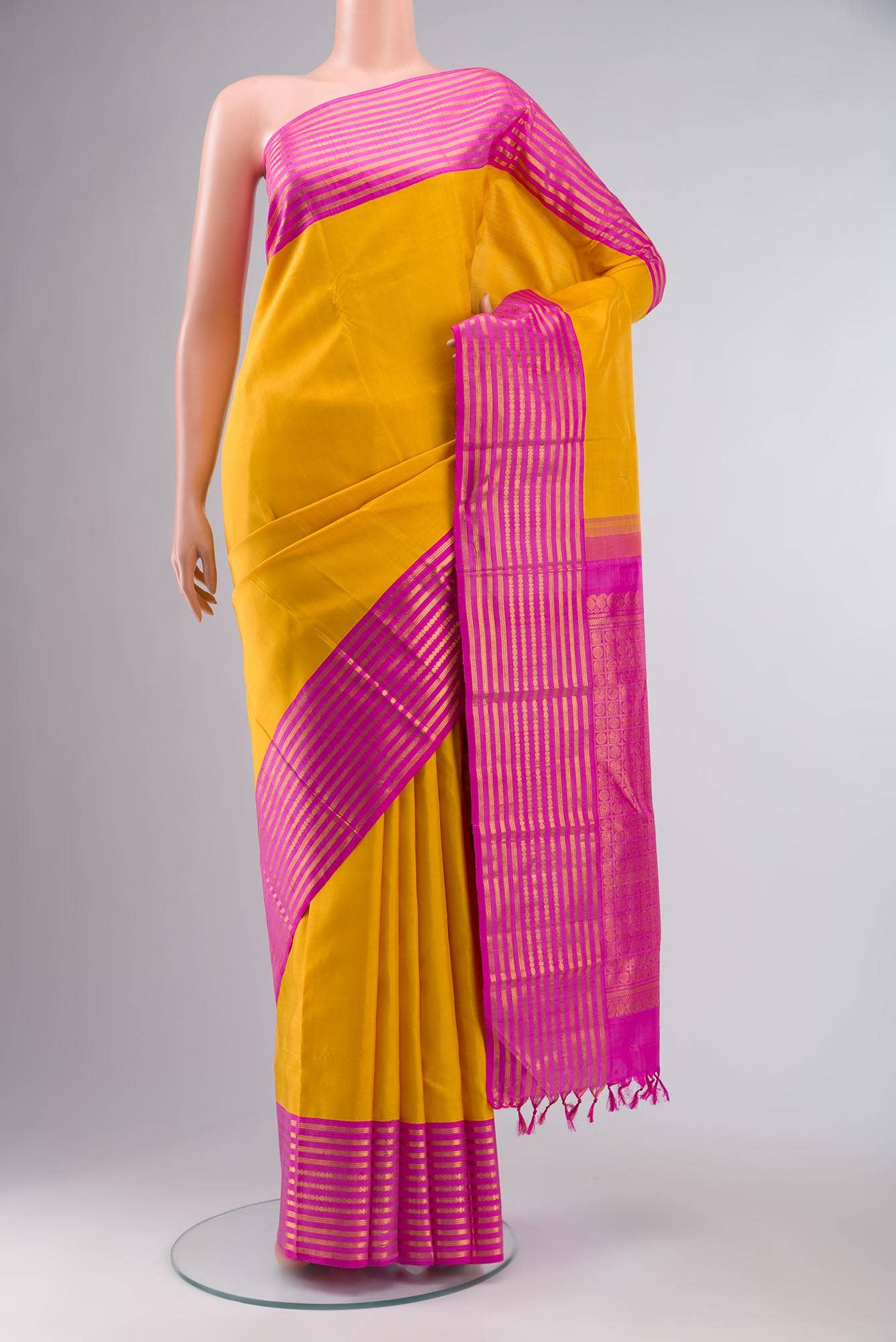 Yellow Kanchipuram Silk Saree