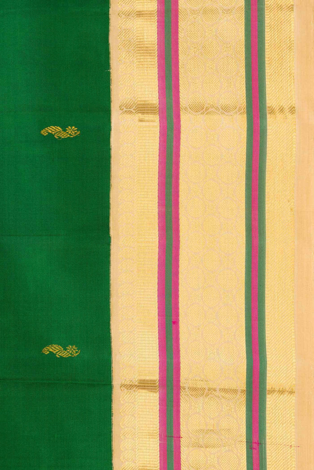 Pure Silk Pure Zari Green Dual Tone Kanchipuram Saree