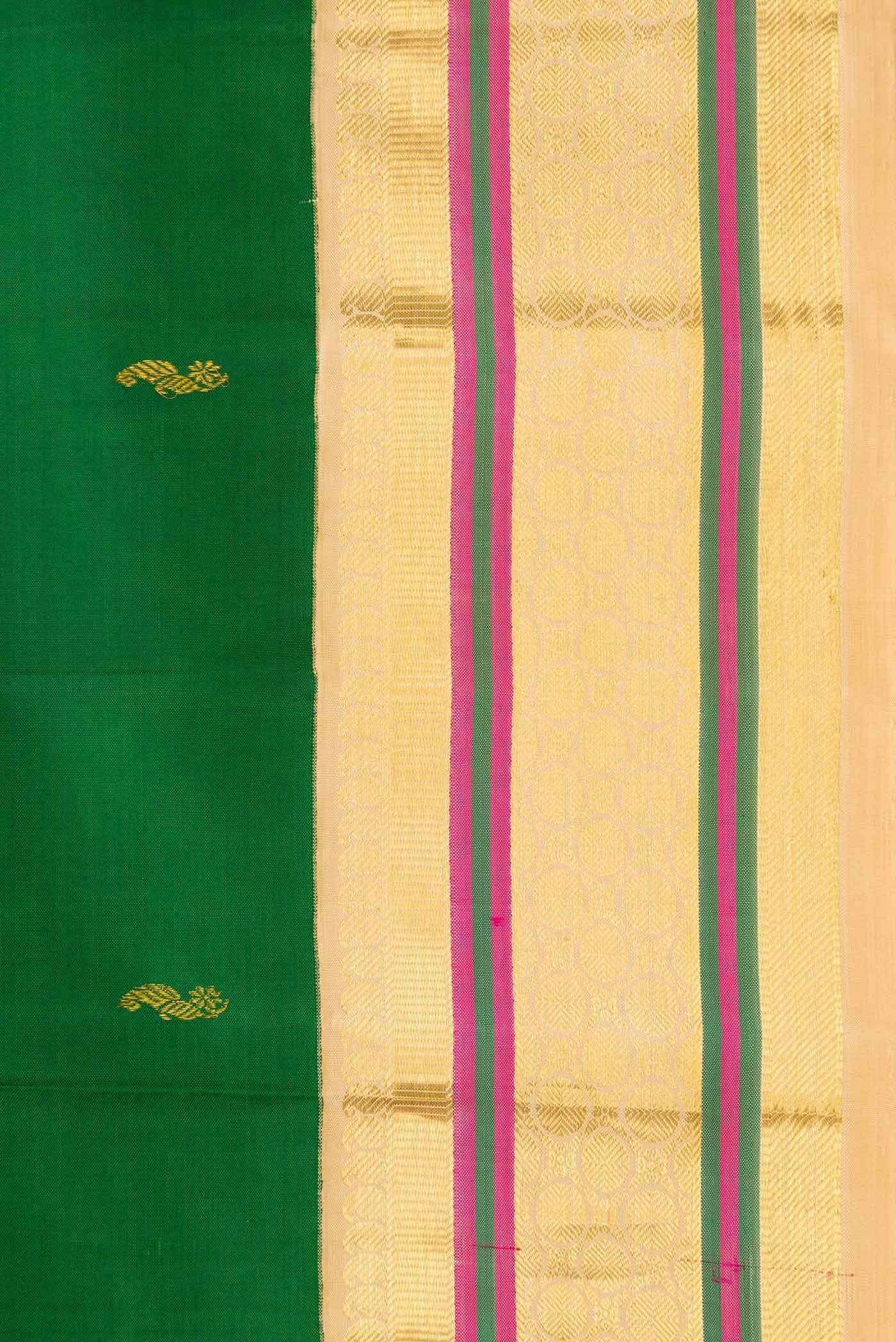 Pure Silk Pure Zari Green Dual Tone Kanchipuram Saree