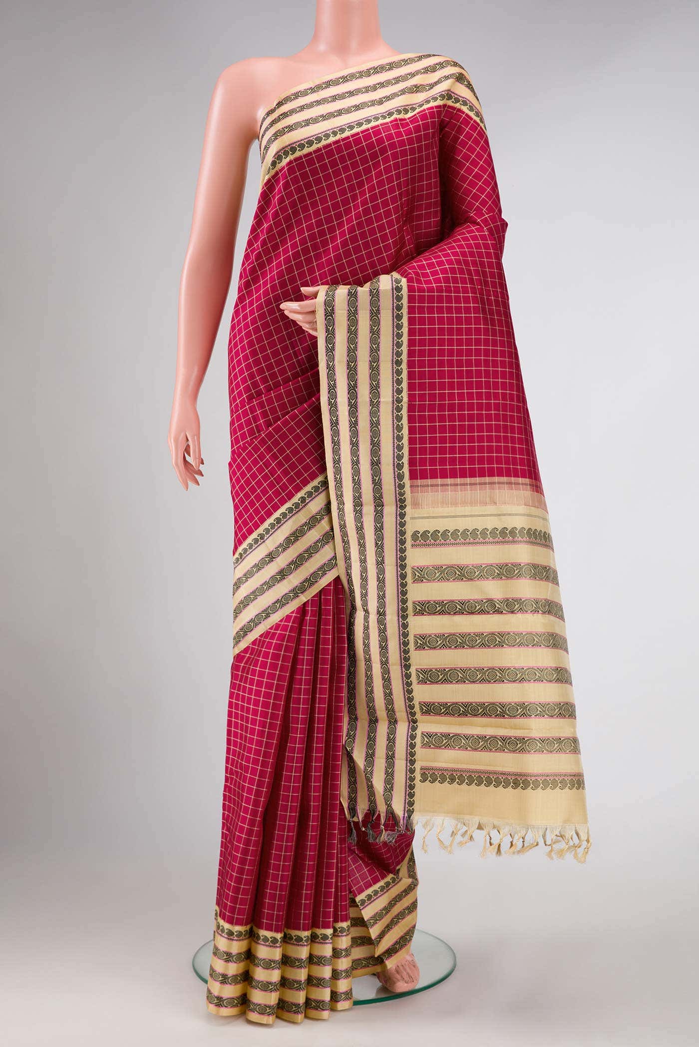 Maroon Dual Tone Kanjivaram Silk Saree