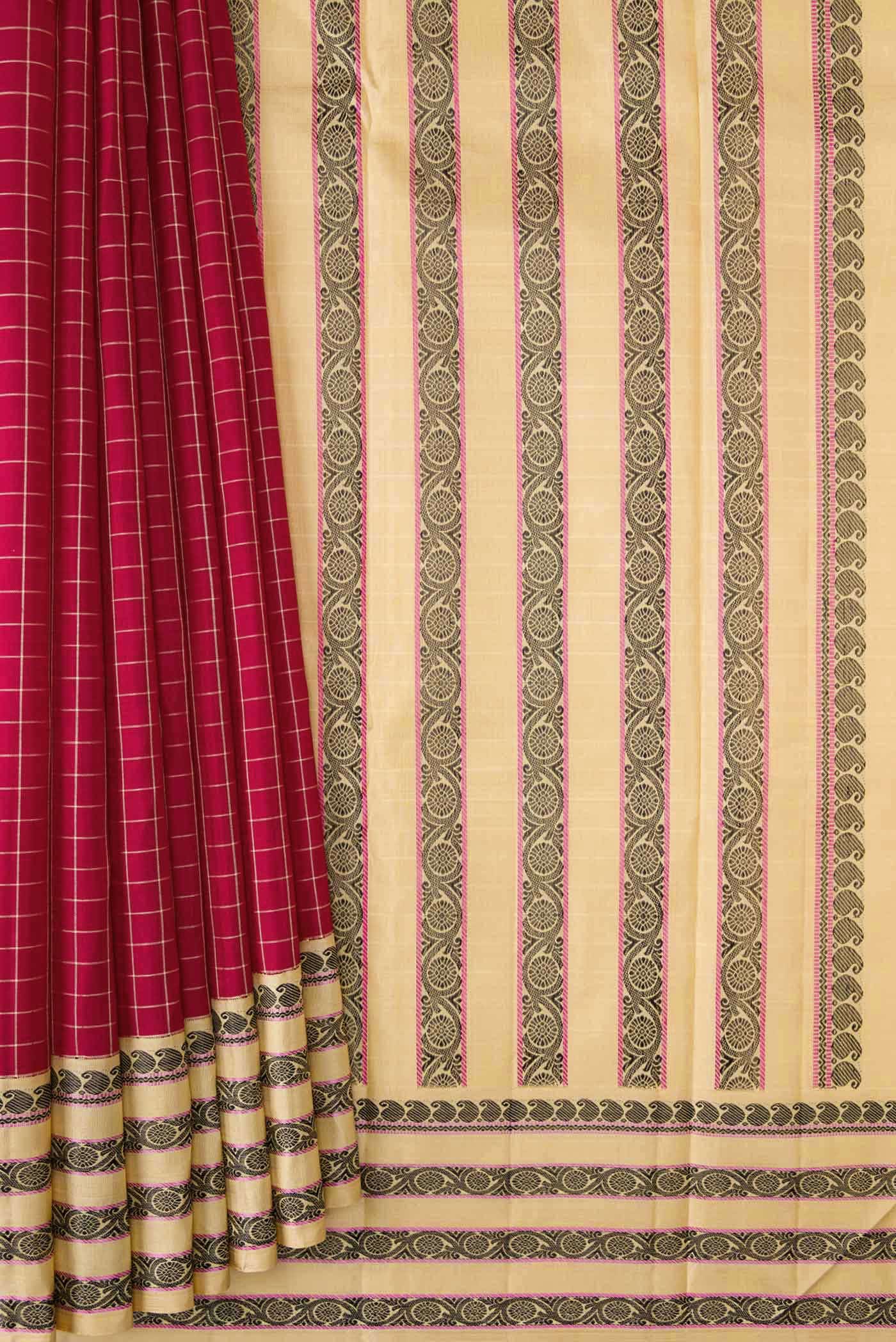 Maroon Dual Tone Kanjivaram Silk Saree