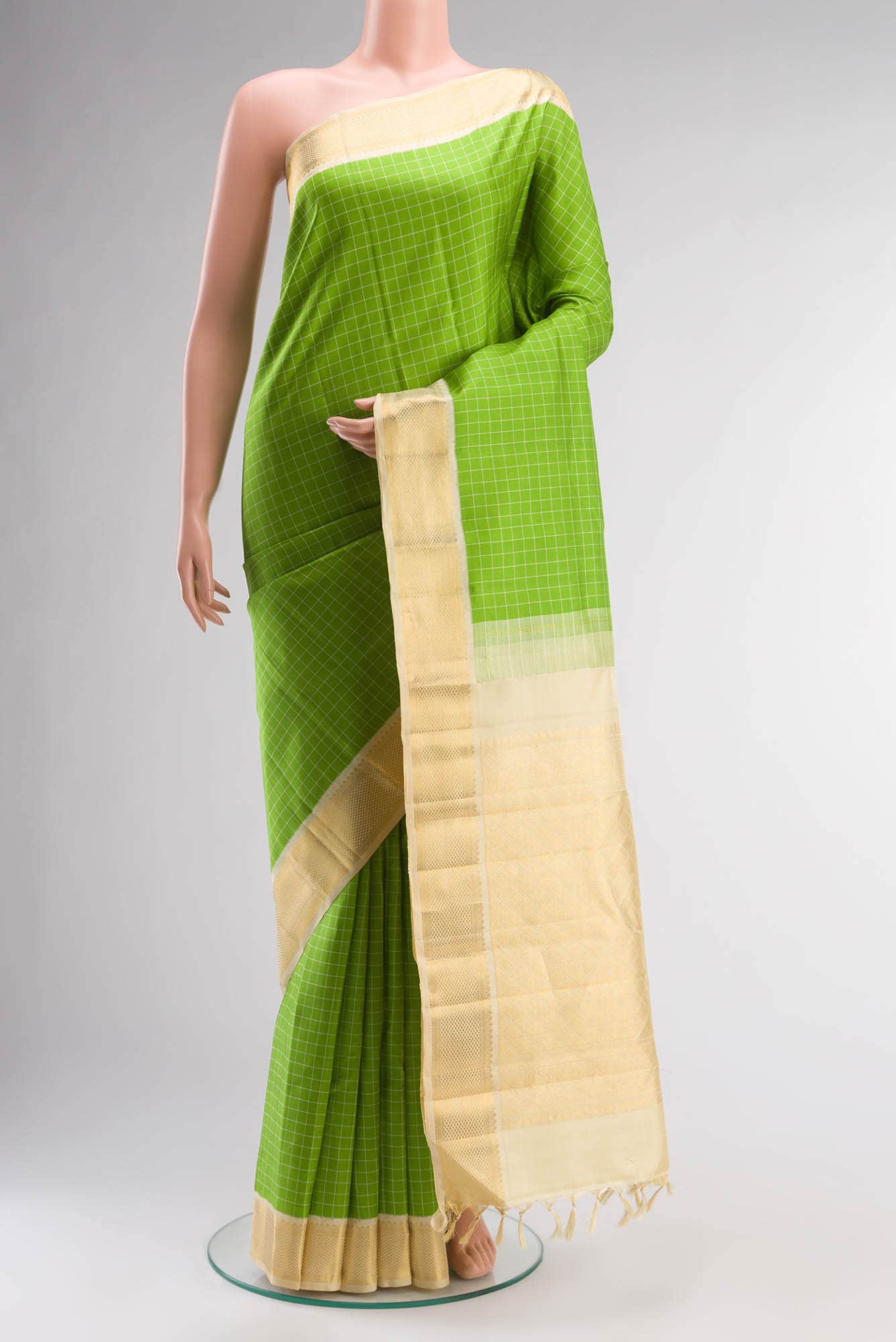 Pure Silk Pure Zari Green Kanchipuram Saree