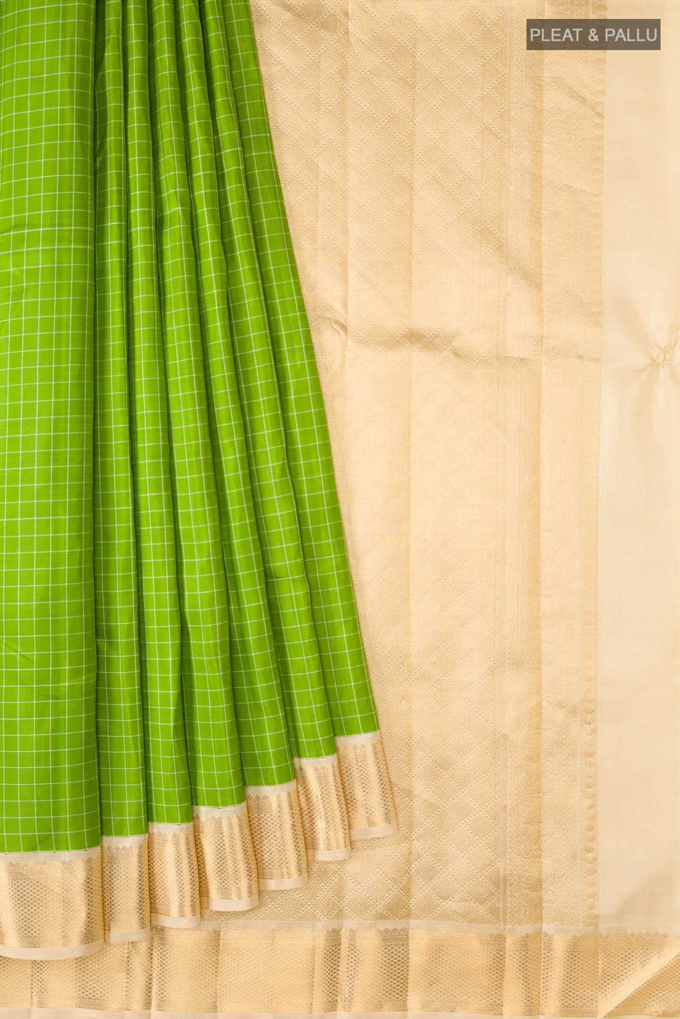 Pure Silk Pure Zari Green Kanchipuram Saree