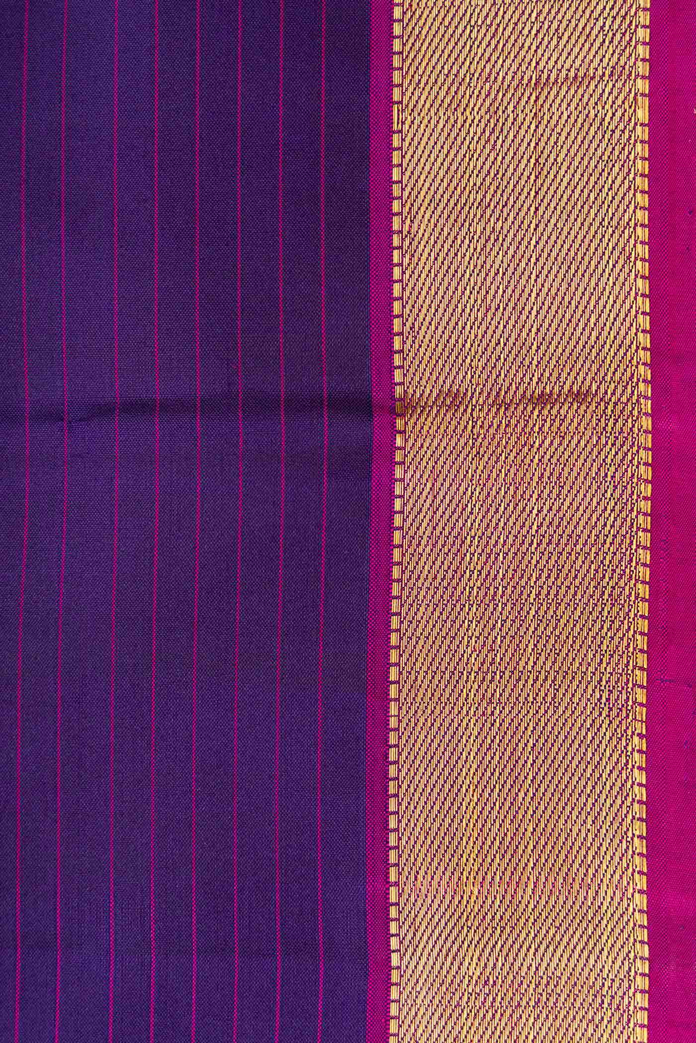 Pure Silk Pure Zari Navy Blue Dual Tone Kanchipuram Saree