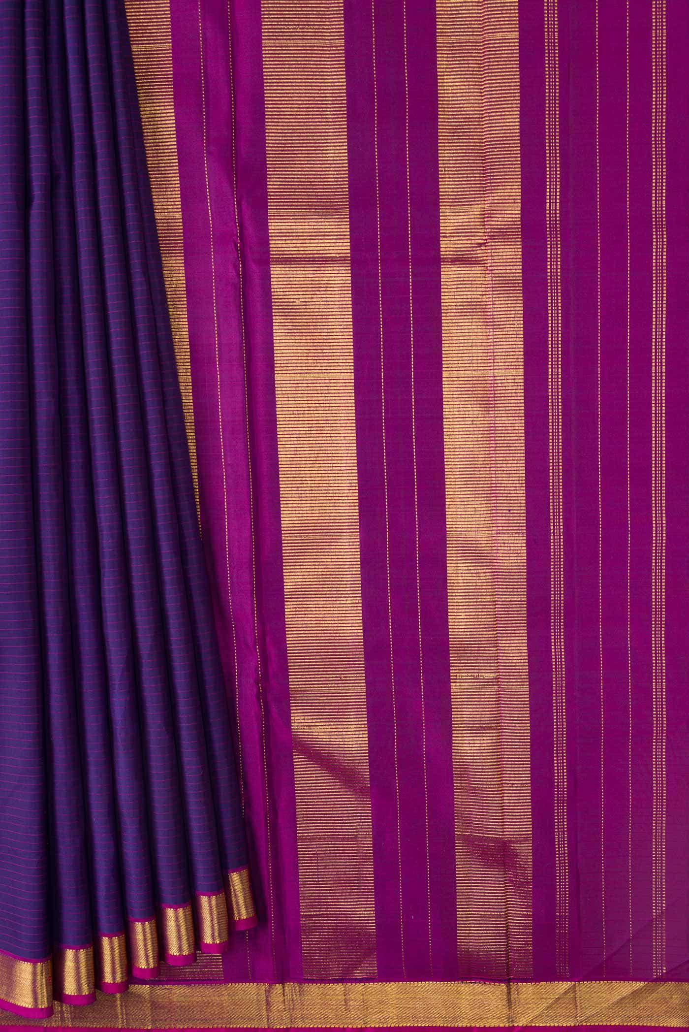 Pure Silk Pure Zari Navy Blue Dual Tone Kanchipuram Saree