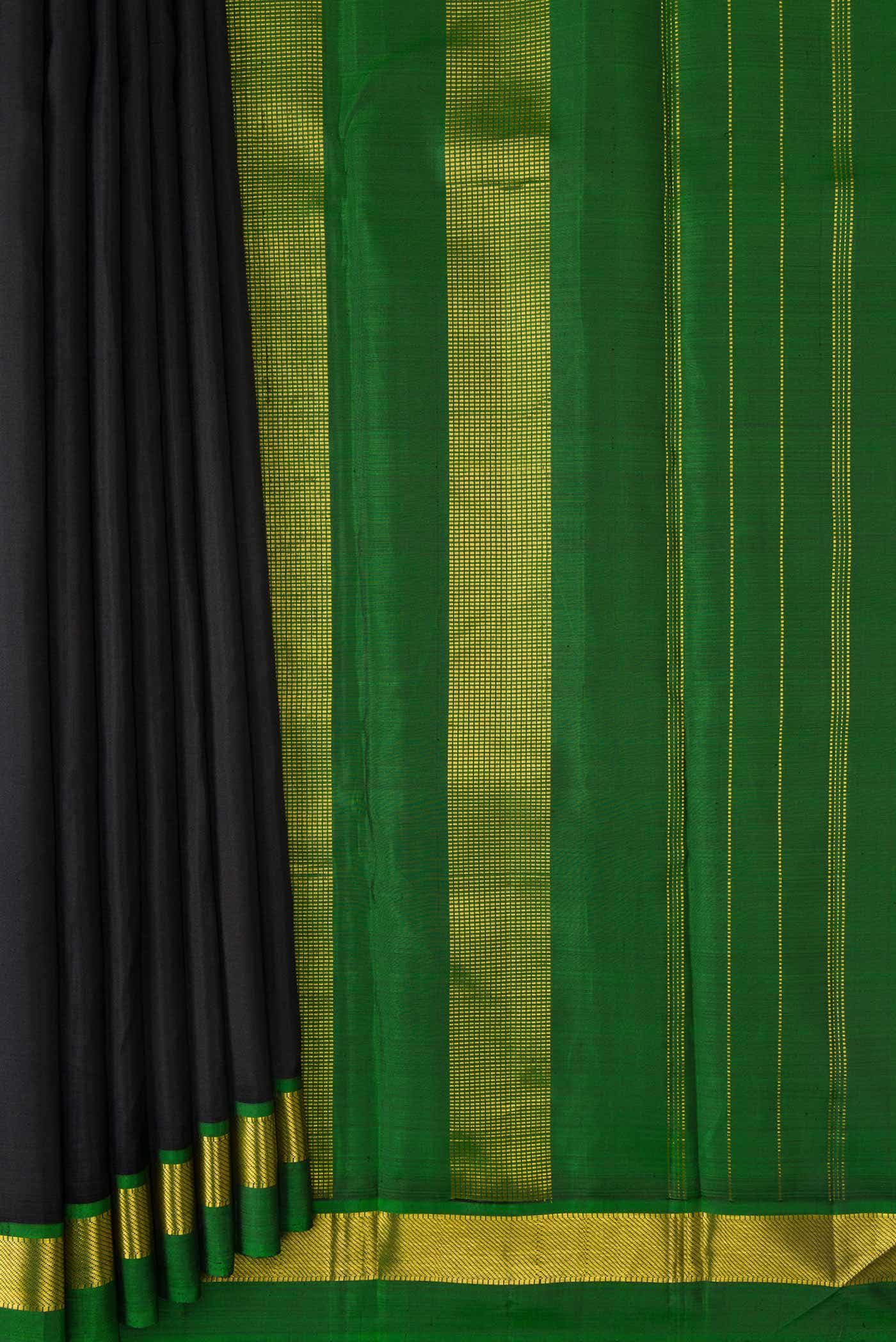 Pure Silk Pure Zari Black Dual Tone Kanchipuram Saree