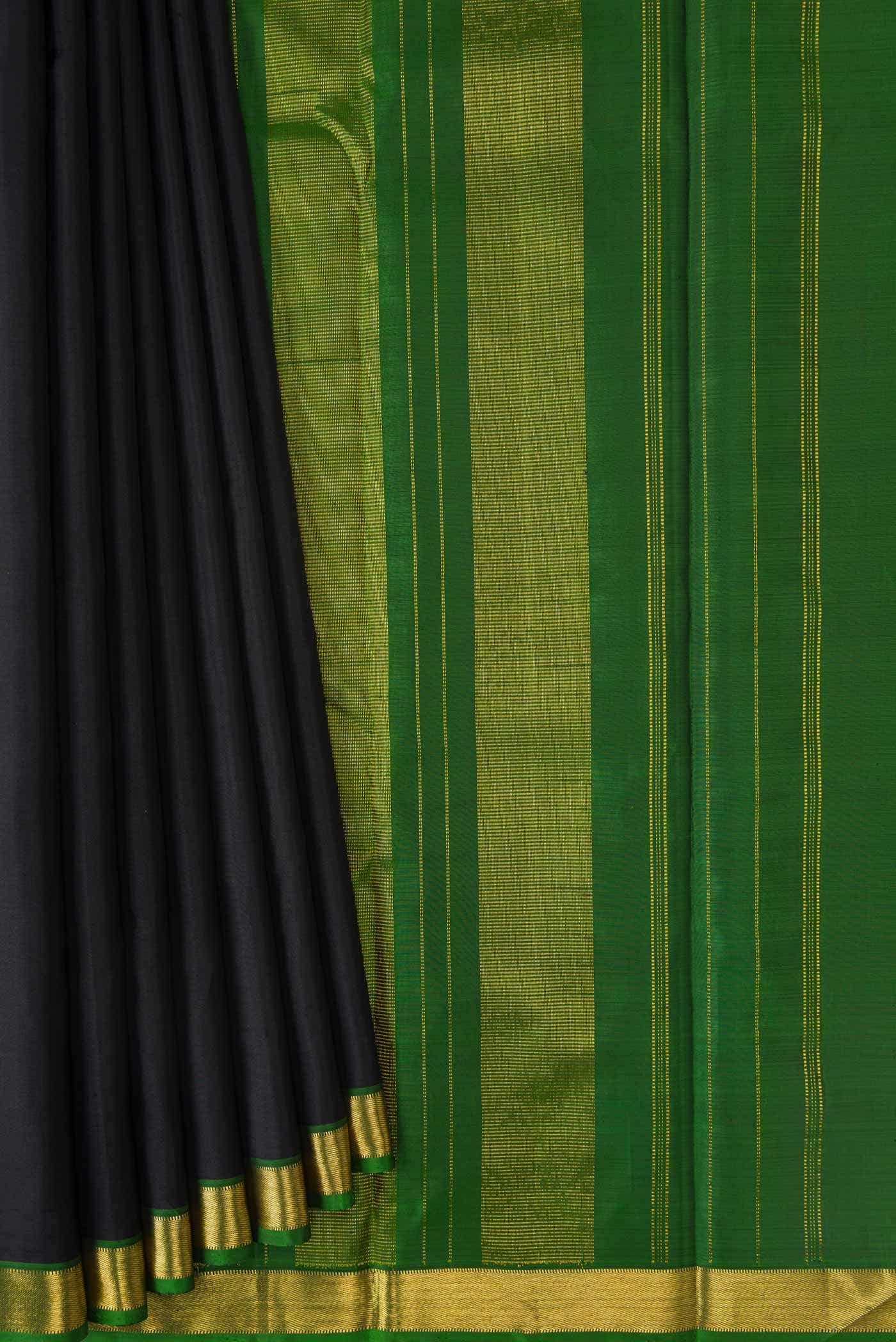 Pure Silk Pure Zari Black Dual Tone Kanchipuram Saree