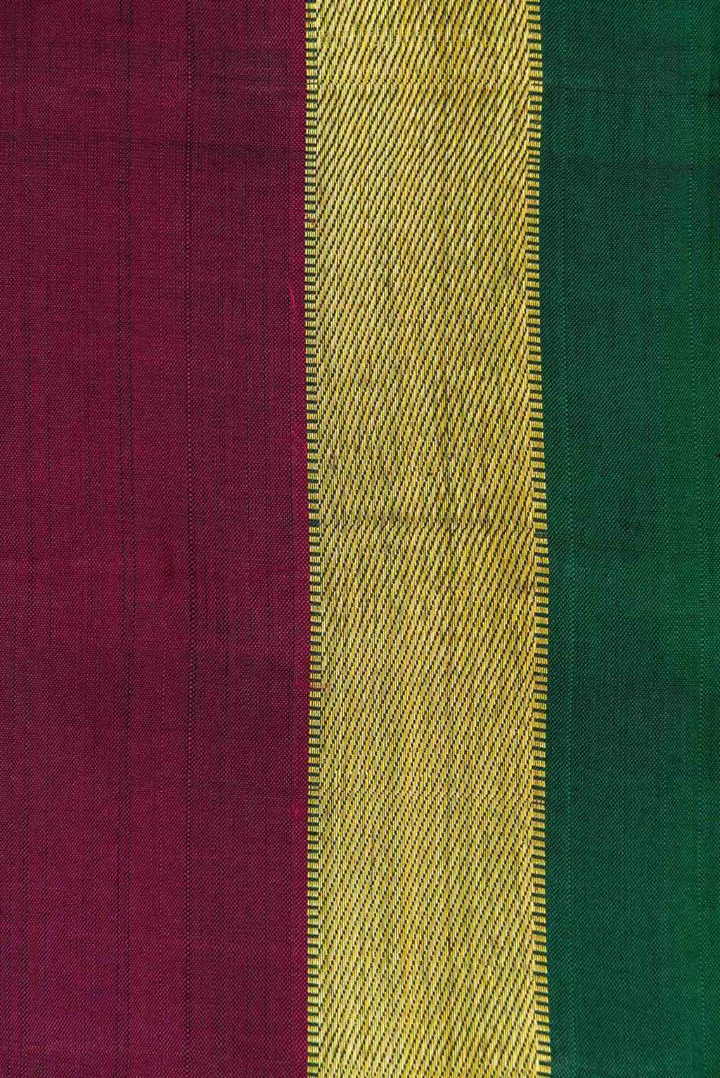 Pure Silk Pure Zari Maroon Dual Tone Kanchipuram Saree