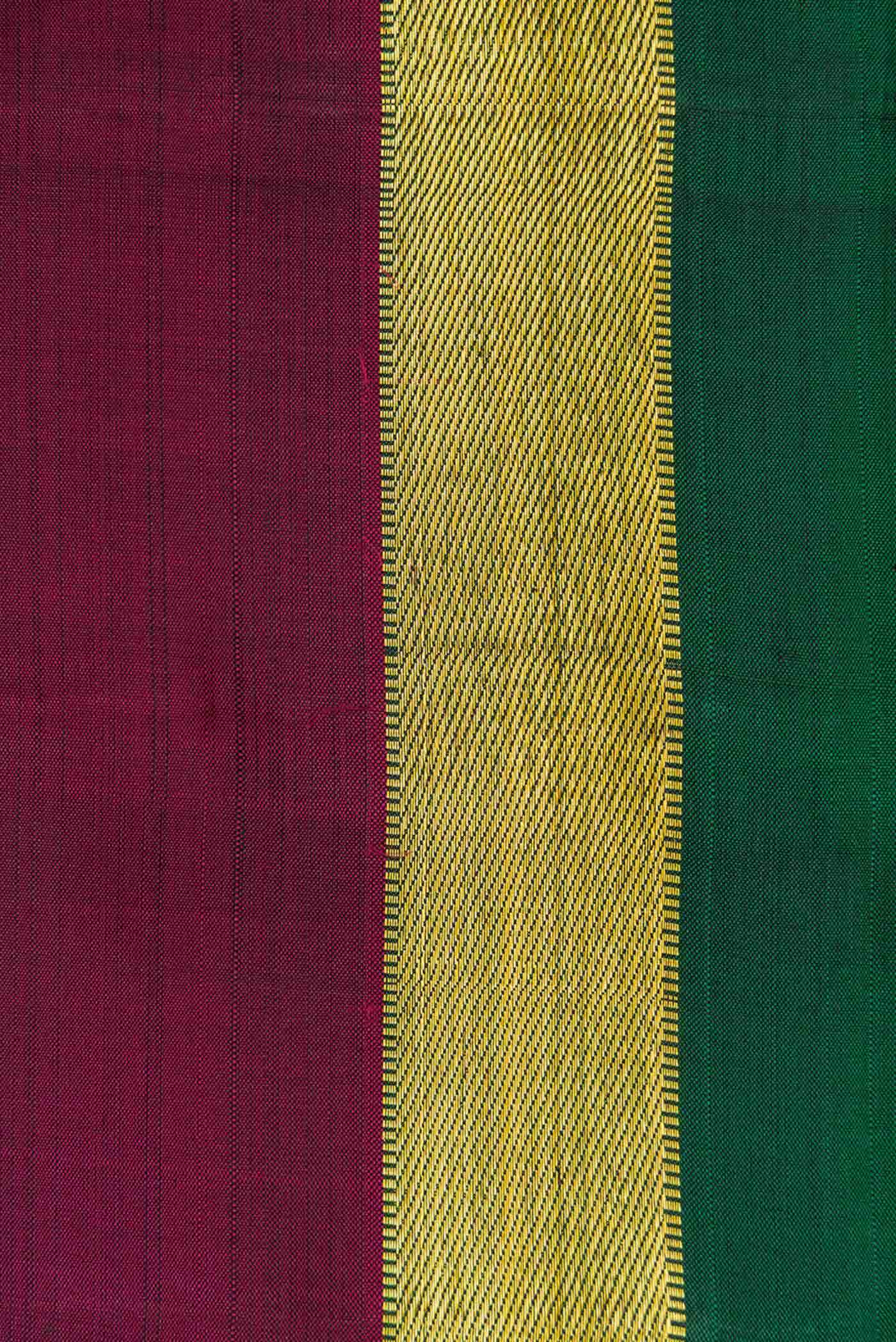 Pure Silk Pure Zari Maroon Dual Tone Kanchipuram Saree
