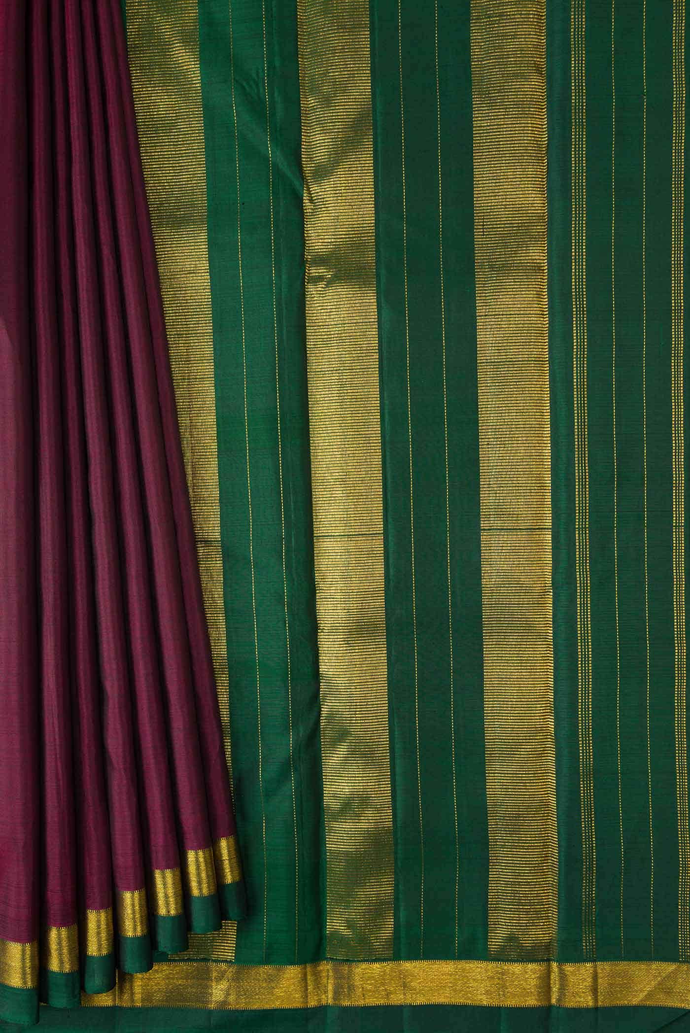Pure Silk Pure Zari Maroon Dual Tone Kanchipuram Saree