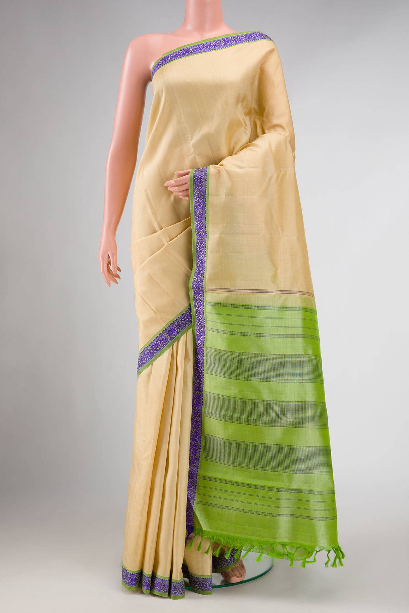Sandal Dual Tone Kanchipuram Silk Saree