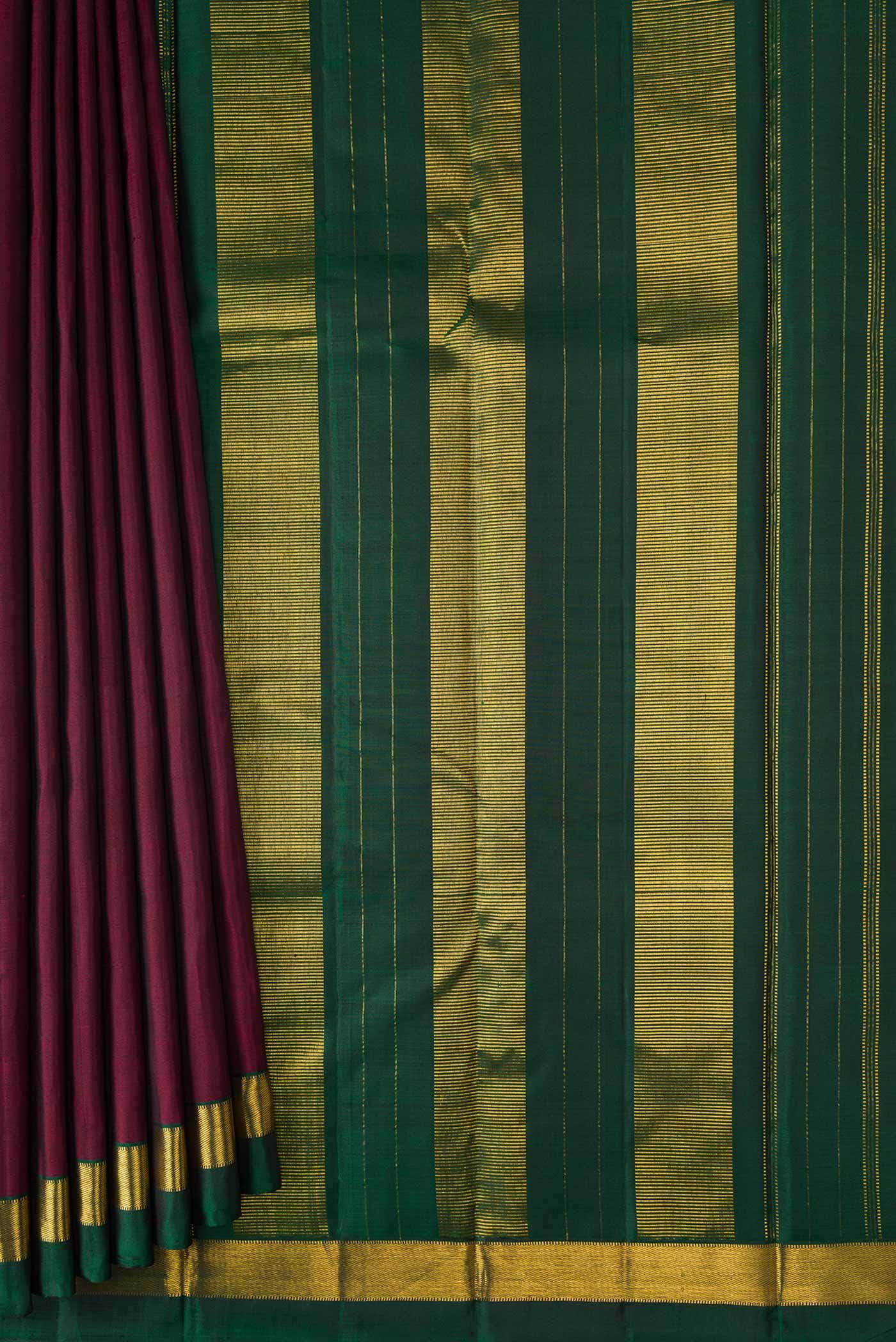 Pure Silk Pure Zari Maroon Dual Tone Kanchipuram Saree