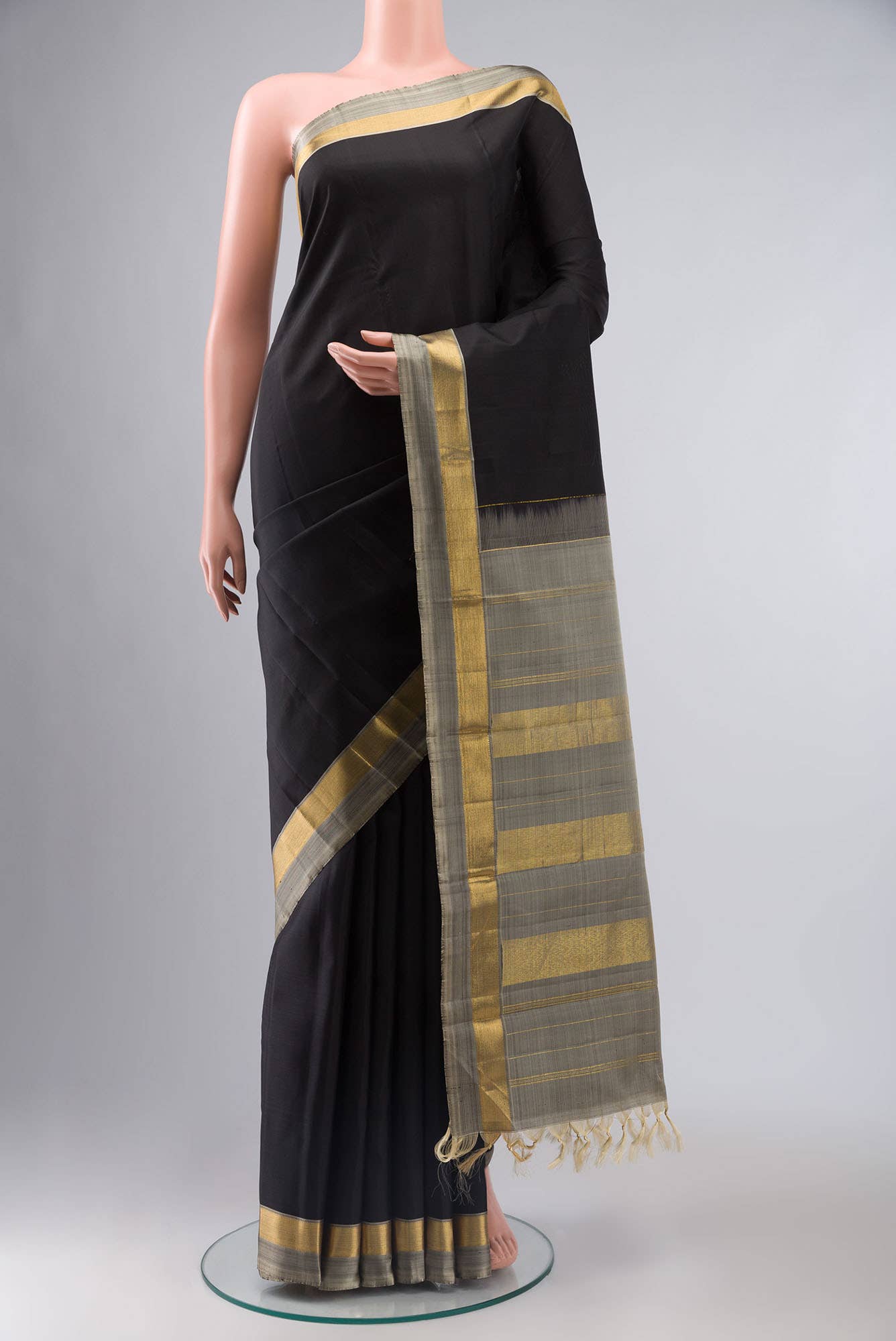 Black Kanchipuram Silk Saree