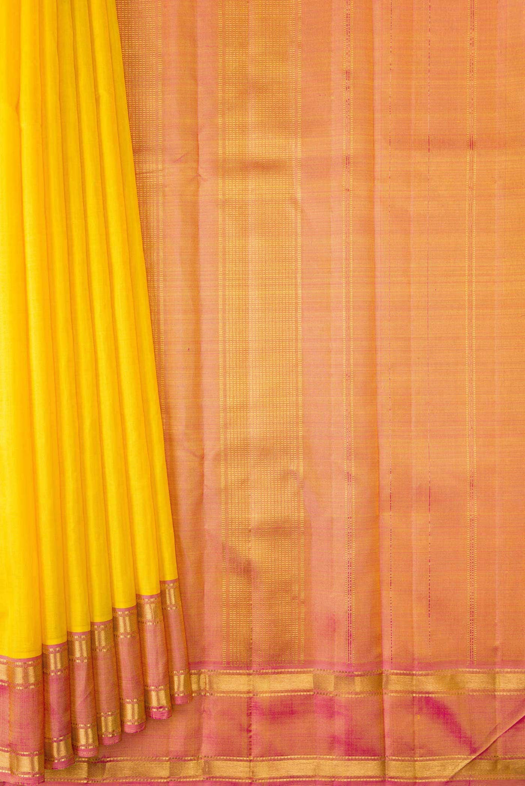 Pure Silk Pure Zari Yellow Dual Tone Kanchipuram Saree