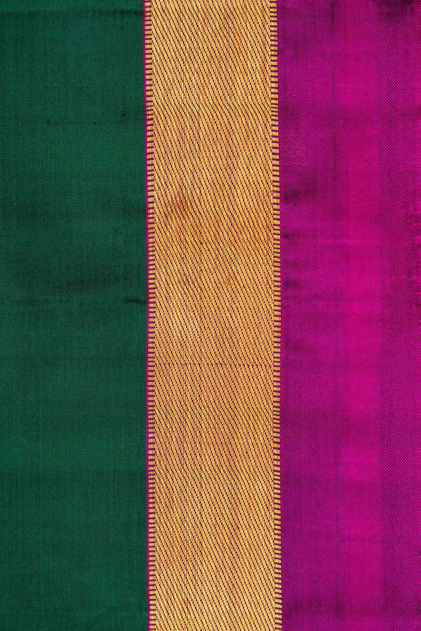 Pure Silk Pure Zari Bottle Green Dual Tone Kanchipuram Saree