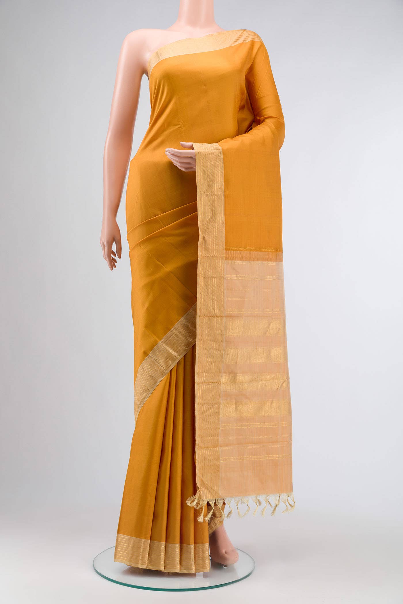 Mustard Kanchipuram Silk Saree