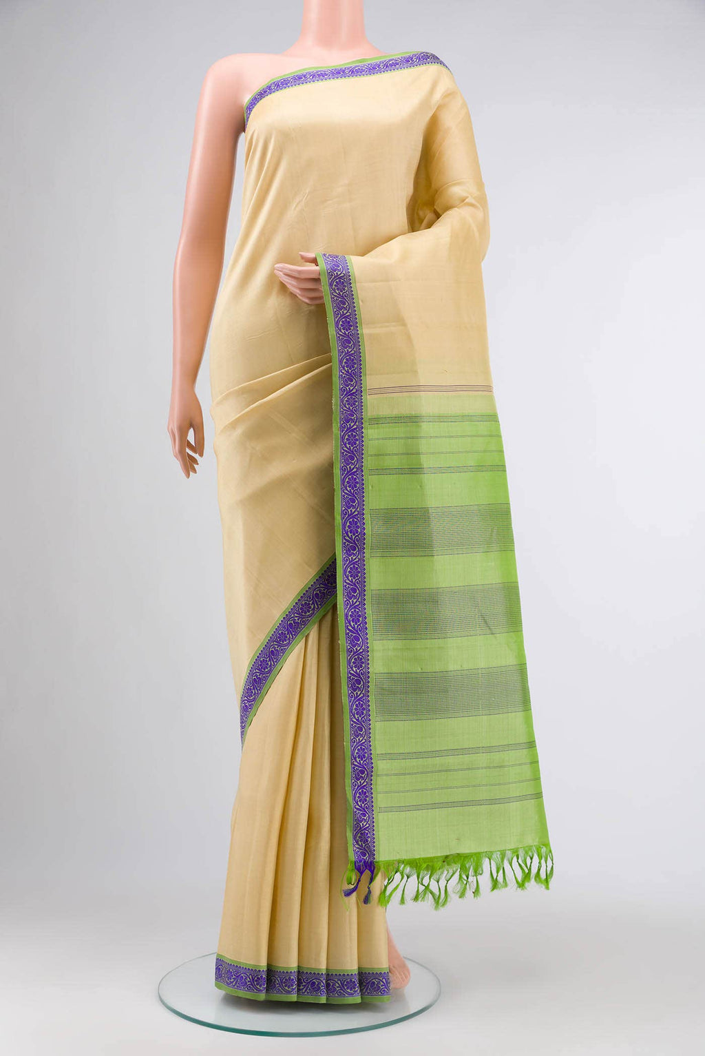 Beige Kanchipuram Silk Saree