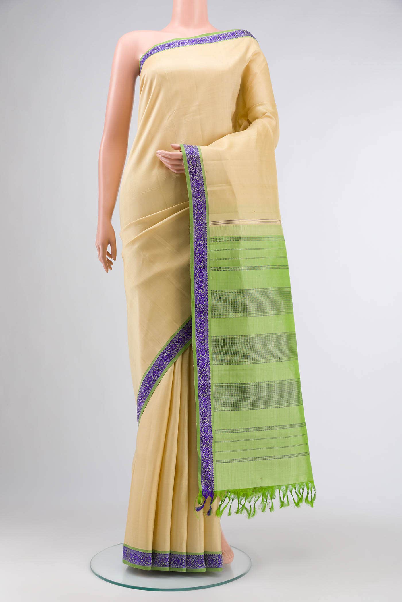 Beige Kanchipuram Silk Saree