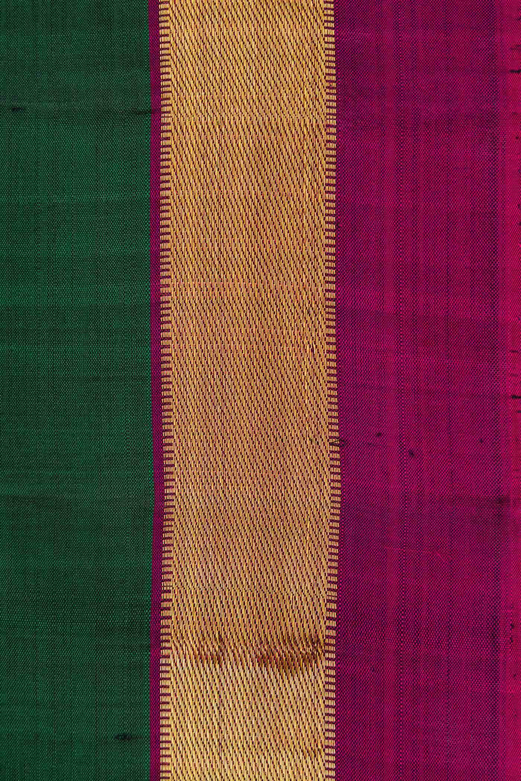 Pure Silk Pure Zari Green Dual Tone Kanchipuram Saree