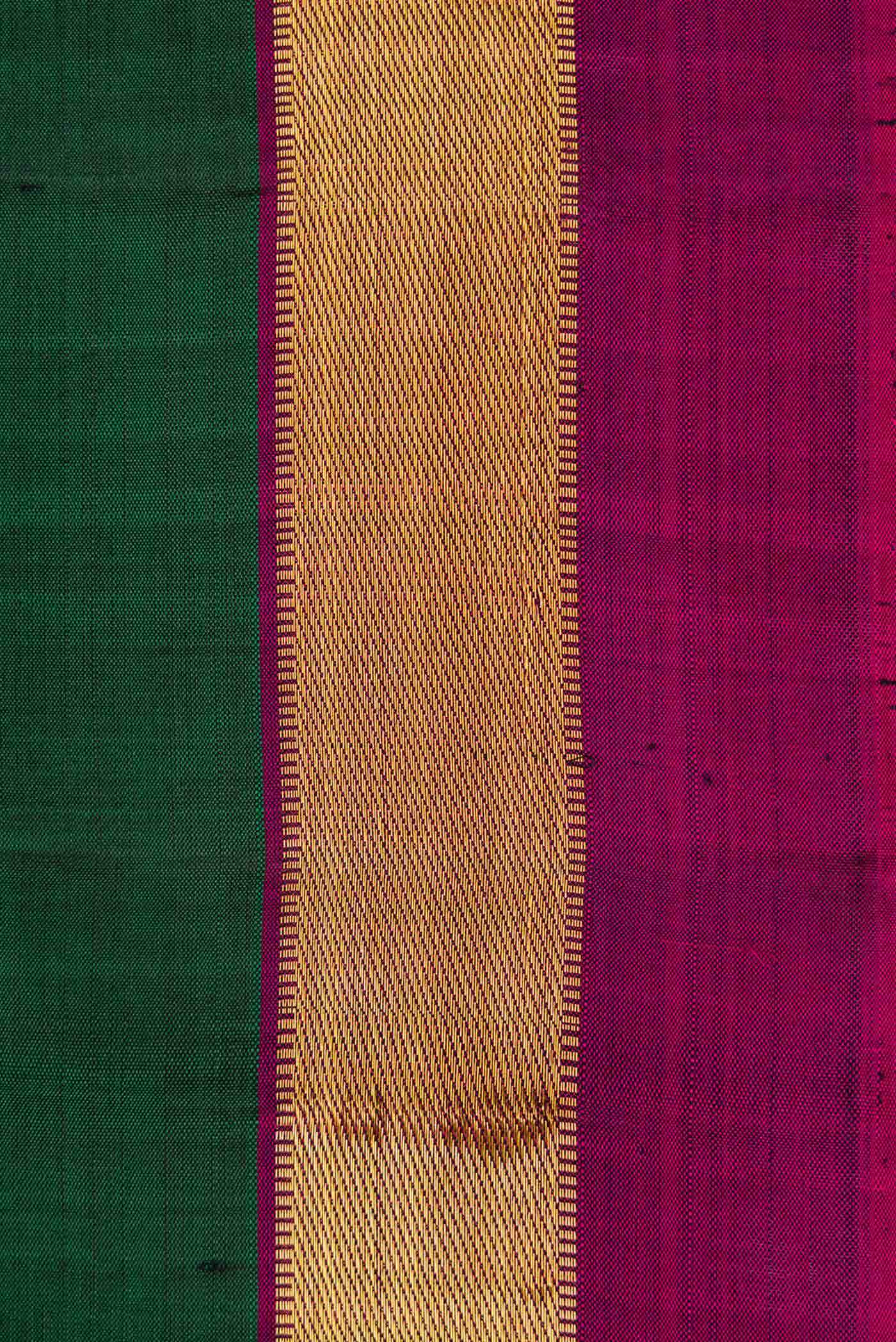 Pure Silk Pure Zari Green Dual Tone Kanchipuram Saree