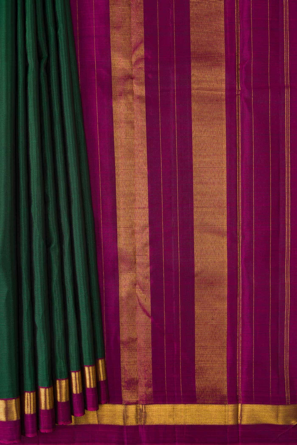 Pure Silk Pure Zari Green Dual Tone Kanchipuram Saree