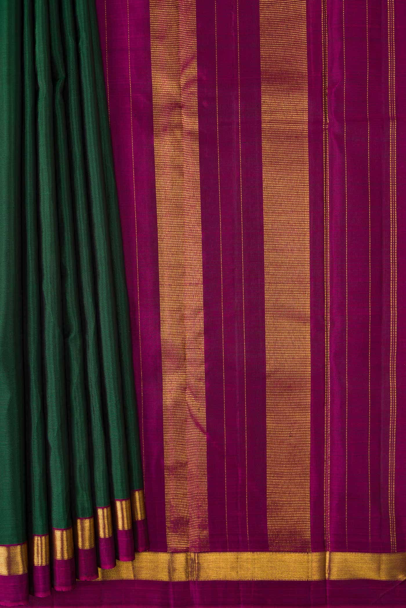 Pure Silk Pure Zari Green Dual Tone Kanchipuram Saree