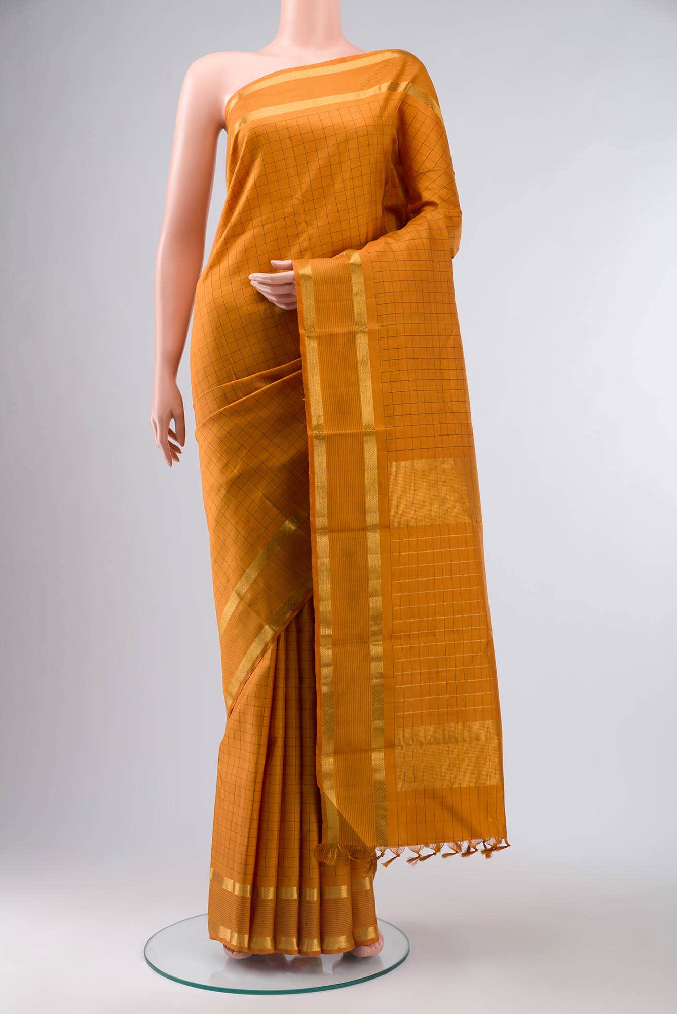 Mustard Kanchipuram Silk Saree