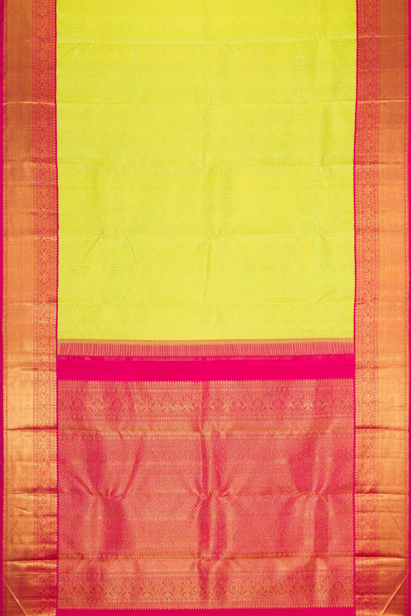 Parrot Green Dual Tone Kanchipuram Silk Saree
