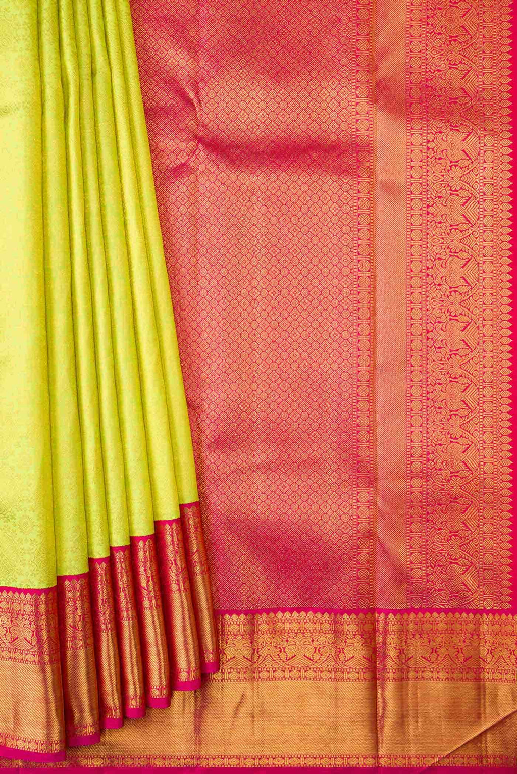 Parrot Green Dual Tone Kanchipuram Silk Saree