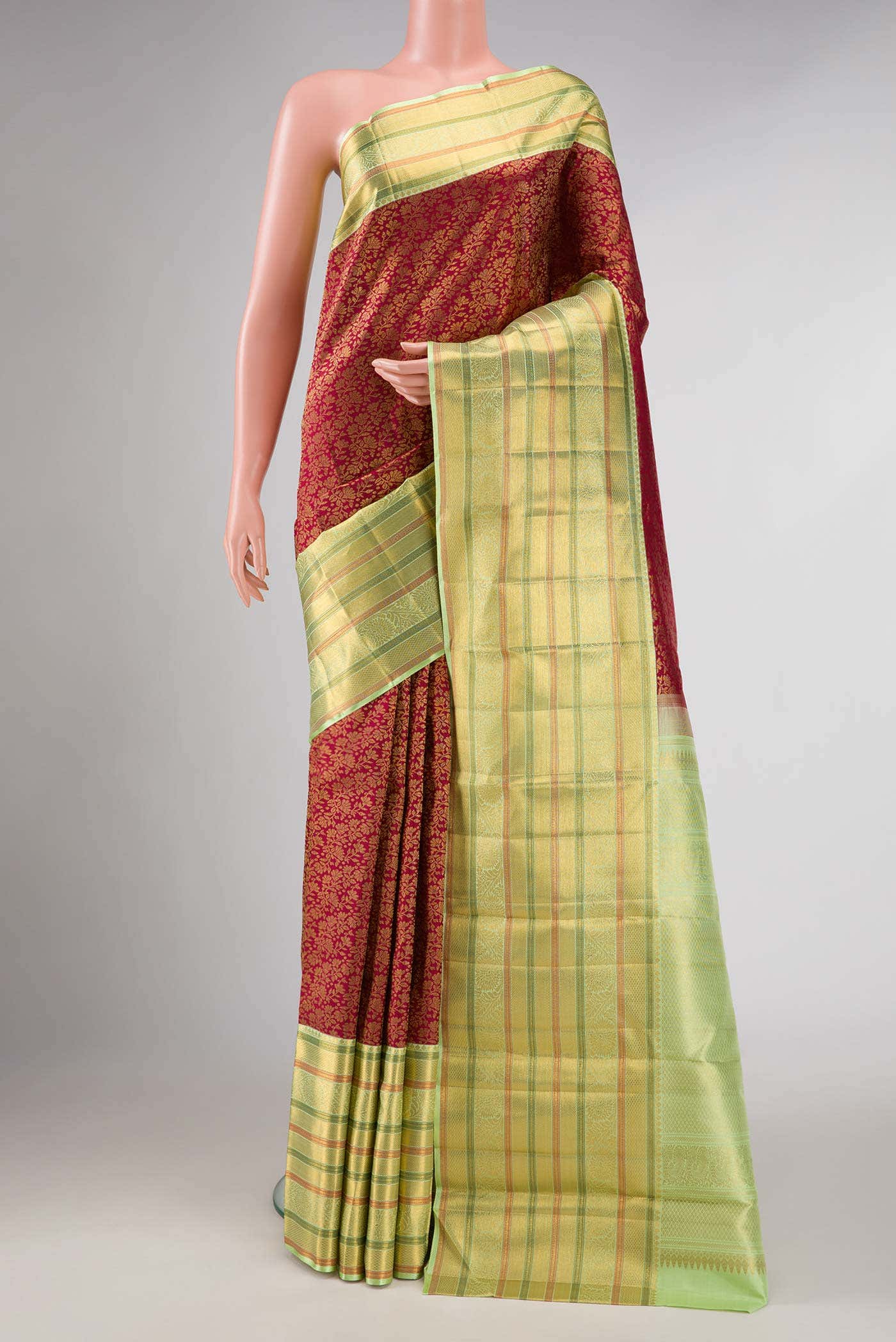 Maroon Dual Tone Kanchipuram Silk Saree
