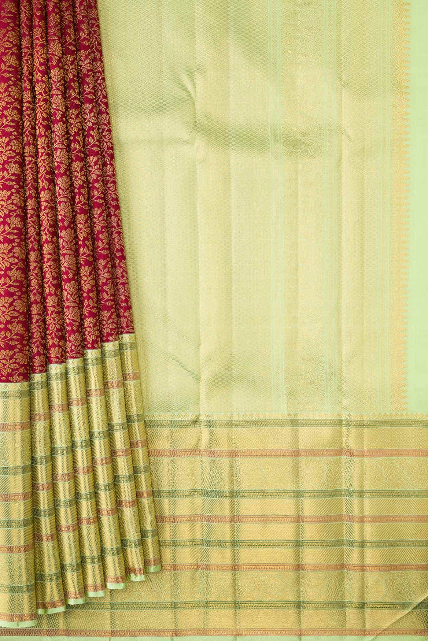 Maroon Dual Tone Kanchipuram Silk Saree