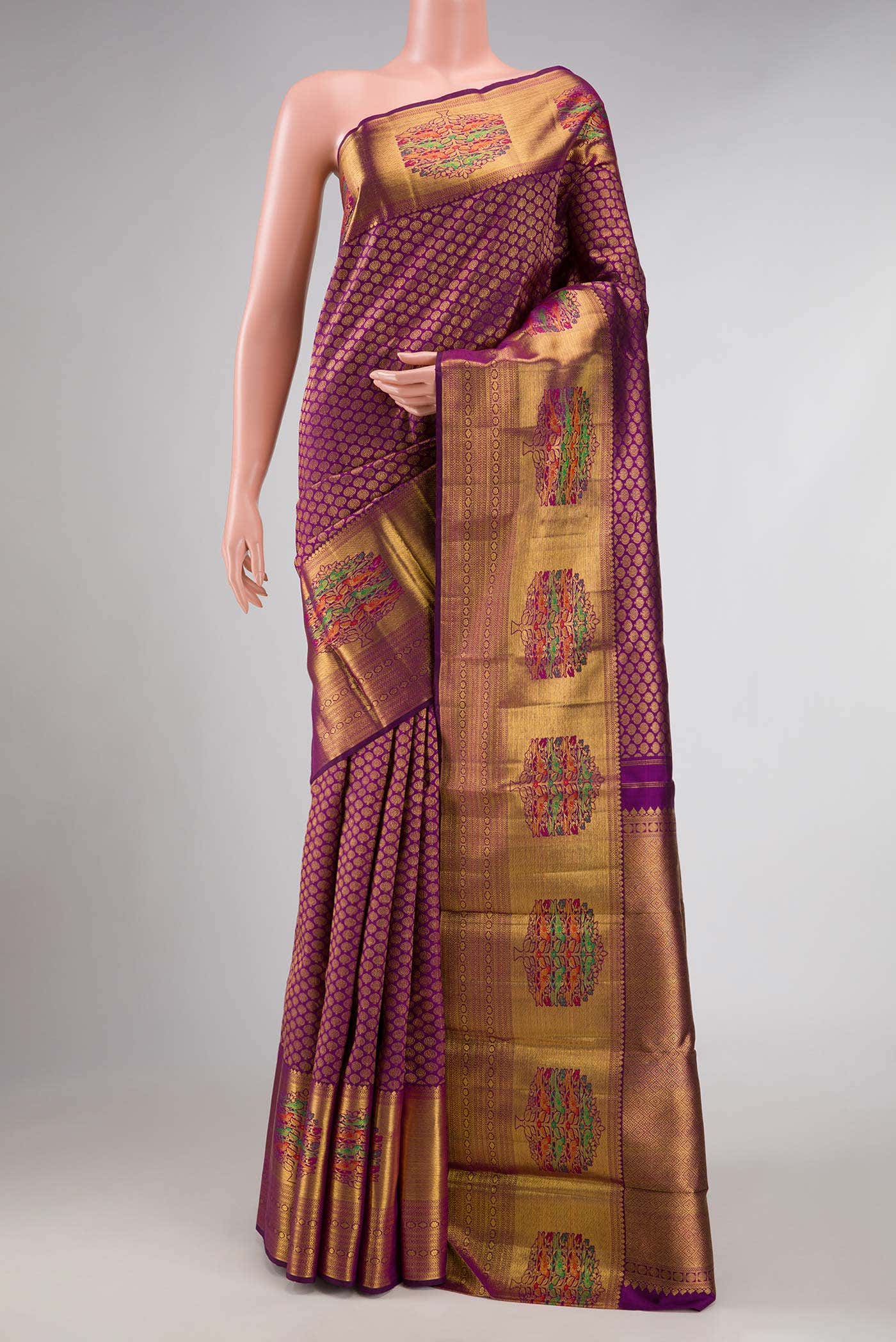 Magenta Dual Tone Kanchipuram Silk Saree
