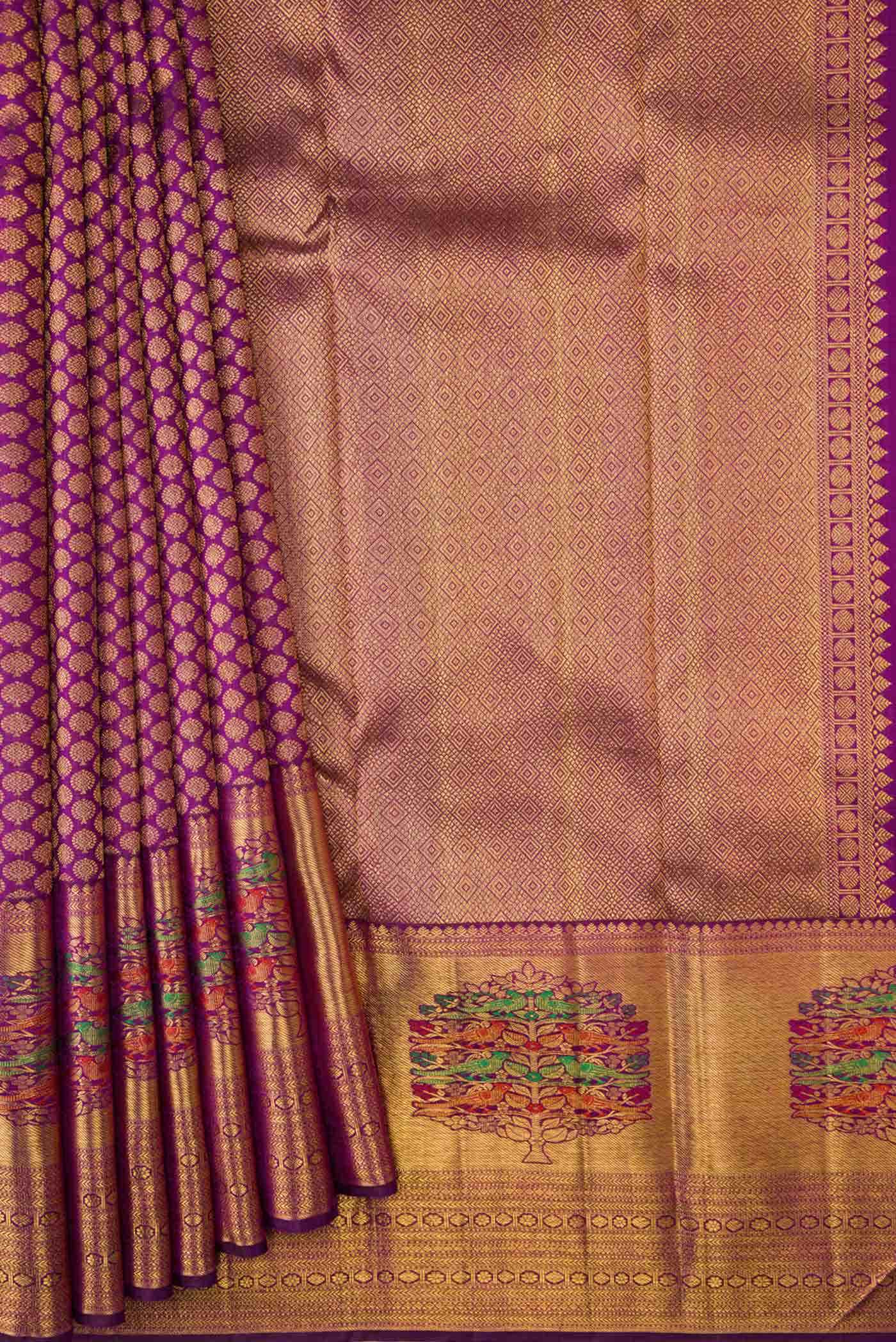Magenta Dual Tone Kanchipuram Silk Saree