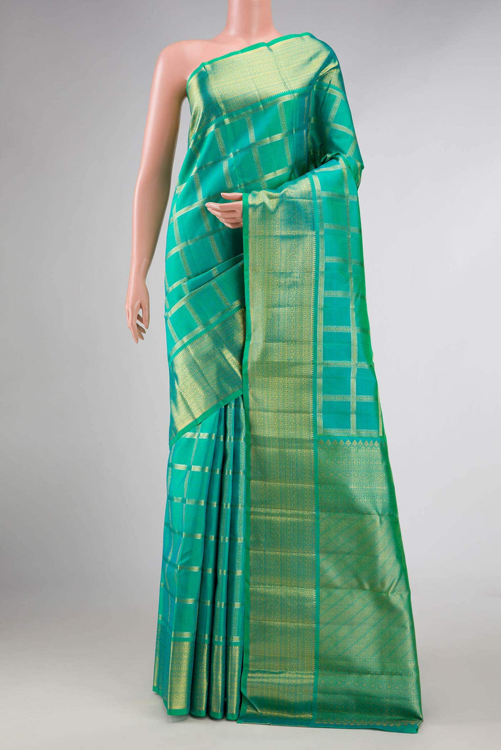 Sea Green Dual Tone Kanchipuram Silk Saree