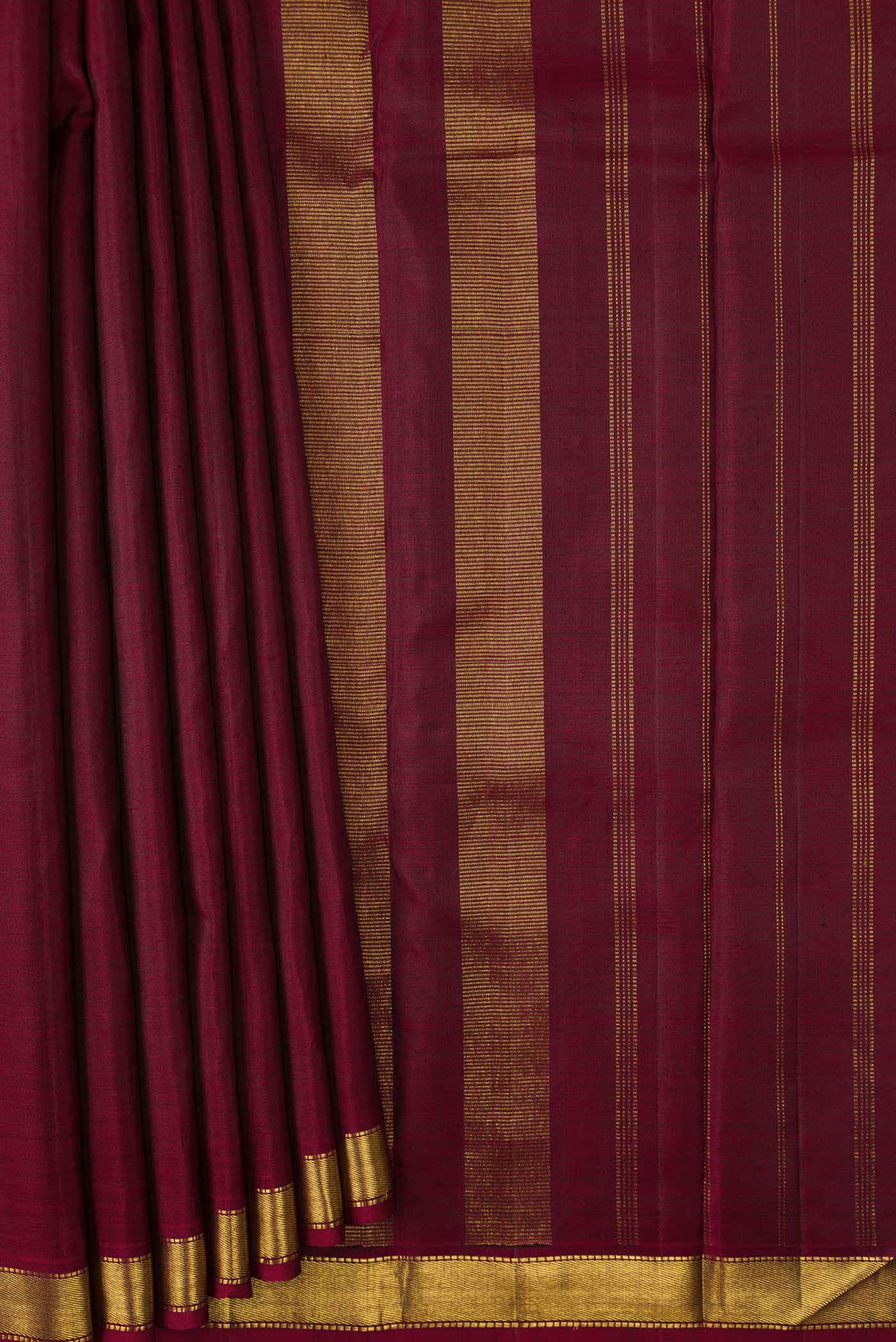 Pure Silk Pure Zari Maroon Dual Tone Kanchipuram Saree